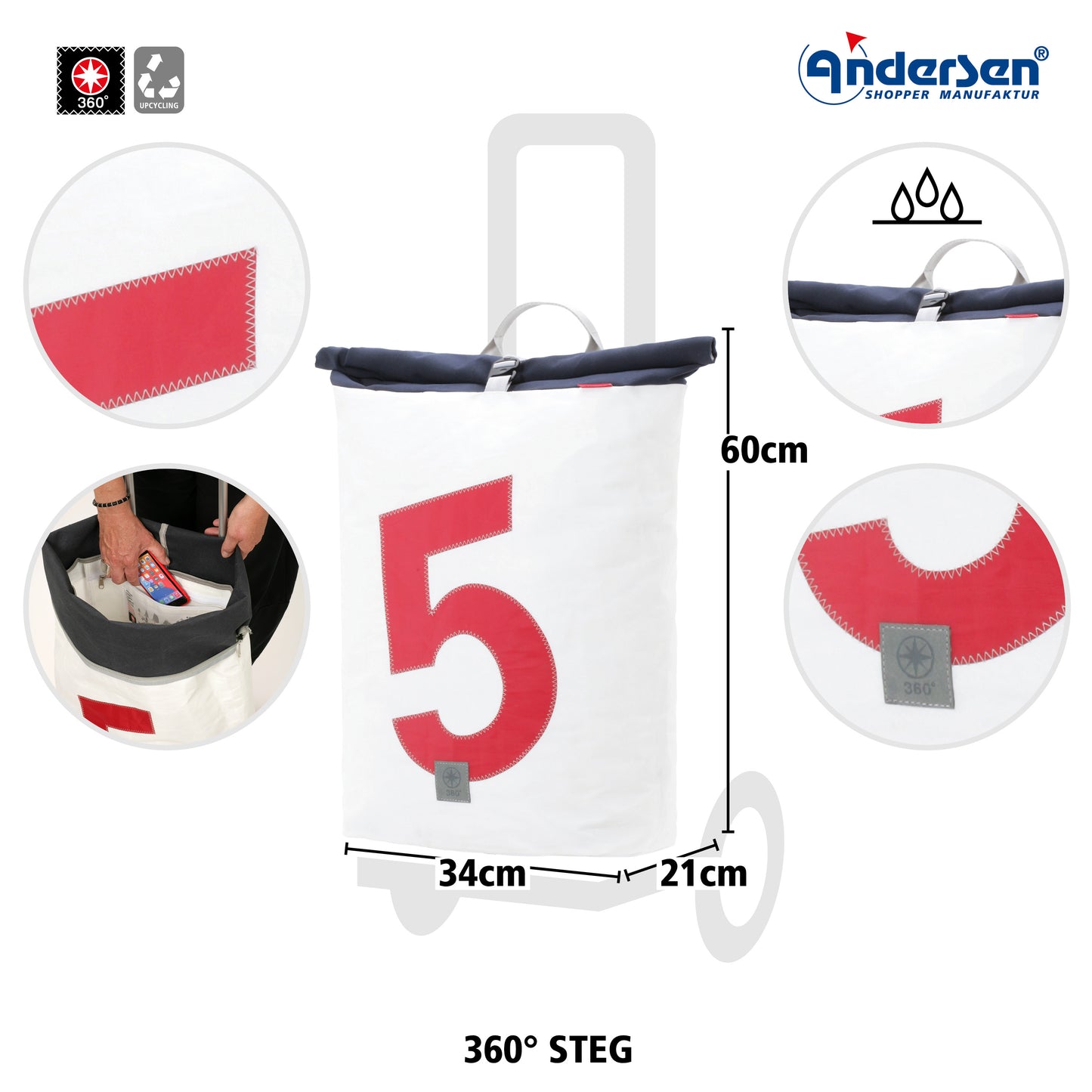 Andersen-Alu Star Shopper 360° Steg - 5-shopping-trolley.ch