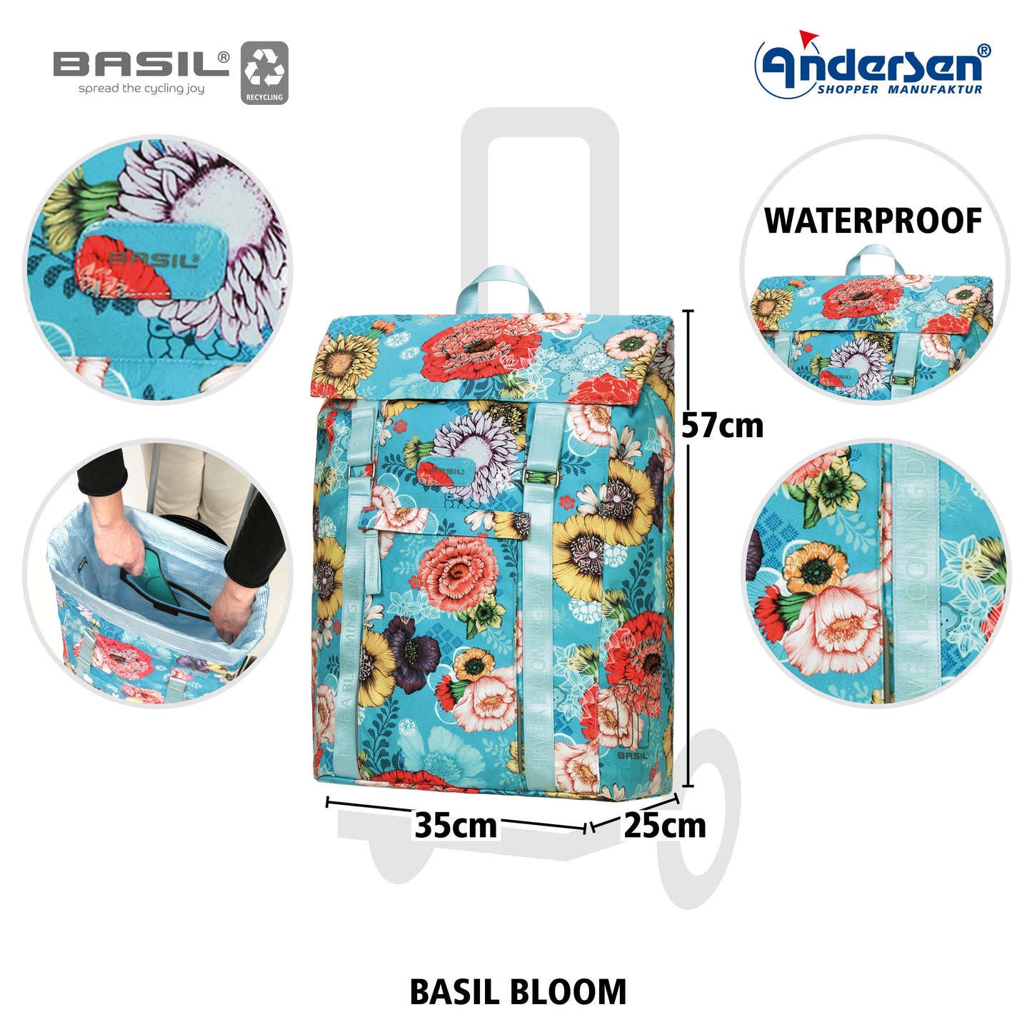 Andersen Shopper Manufaktur-Royal Shopper (Dreispeichenrad 25 cm) Basil Bloom blau-www.shopping-trolley.ch-bild3