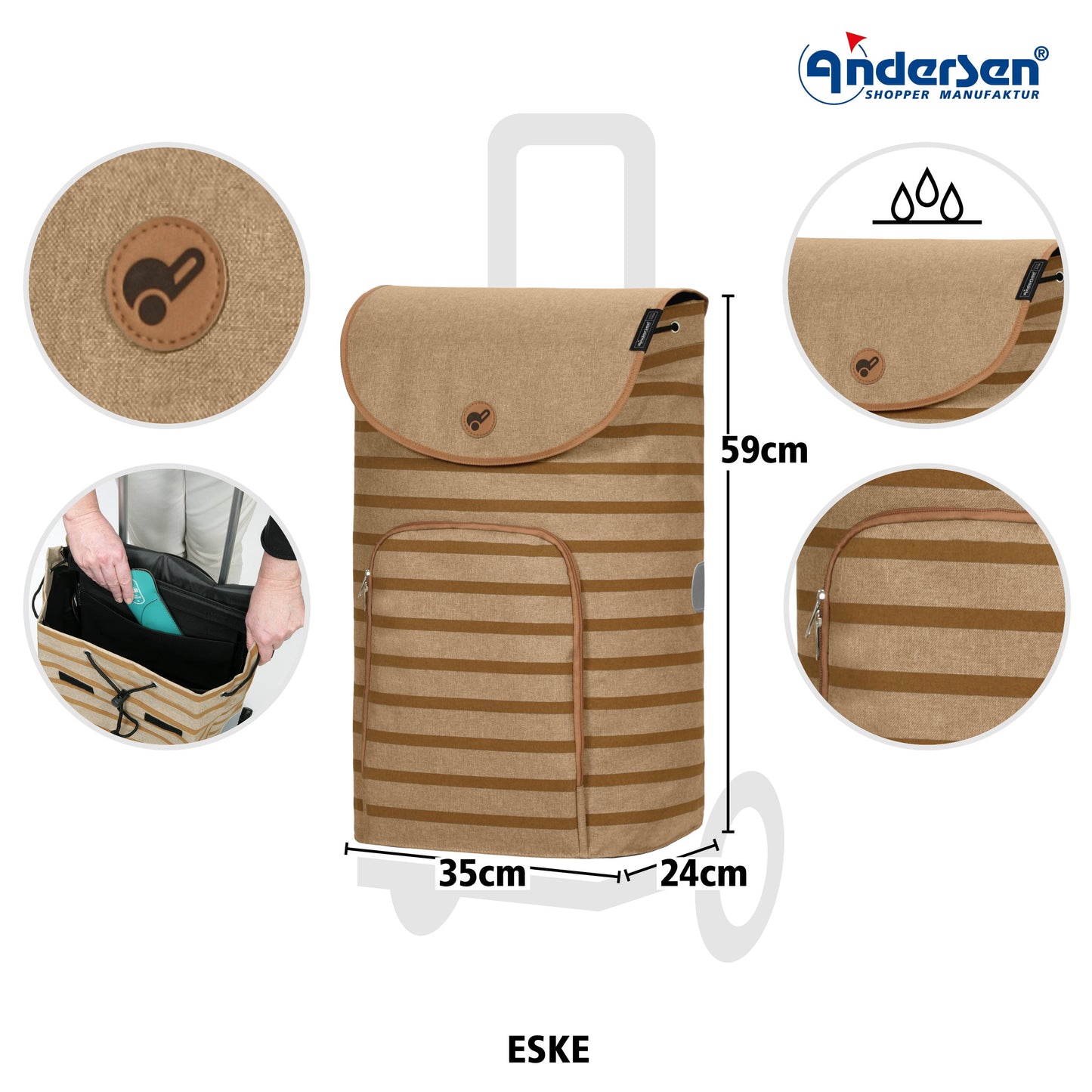 Andersen Shopper Manufaktur-Royal Shopper (Dreispeichenrad 25 cm) Eske braun-www.shopping-trolley.ch-bild3