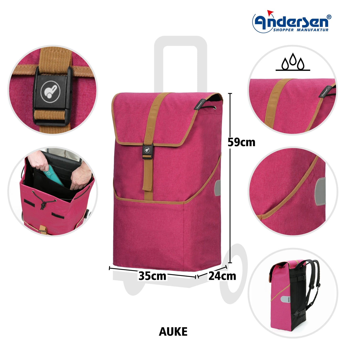 Andersen Shopper Manufaktur-Royal Shopper (Kugellagerrad 25 cm) Auke rubin-www.shopping-trolley.ch-bild3