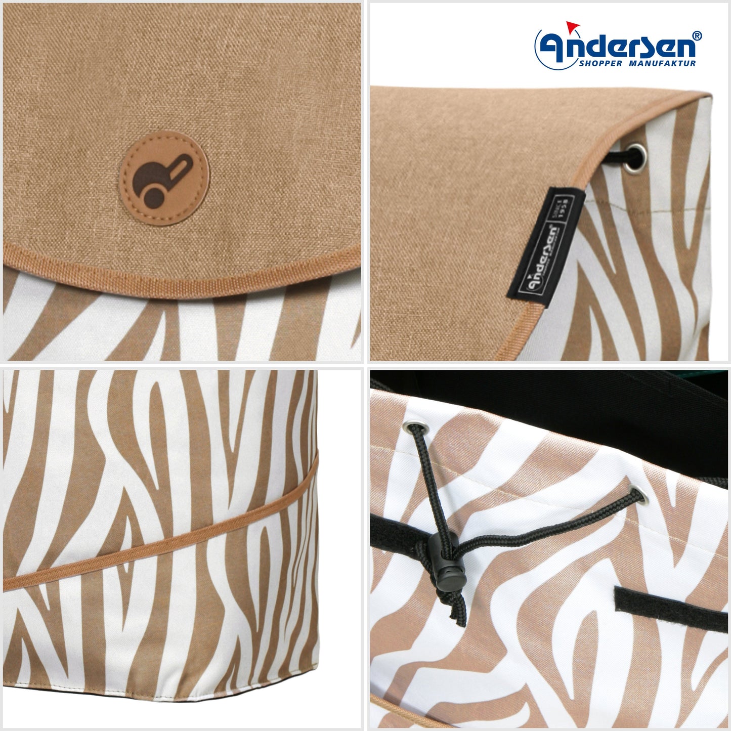 Andersen Shopper Manufaktur-Royal Shopper (Kugellagerrad 25 cm) Tyra zebra-www.shopping-trolley.ch-bild5