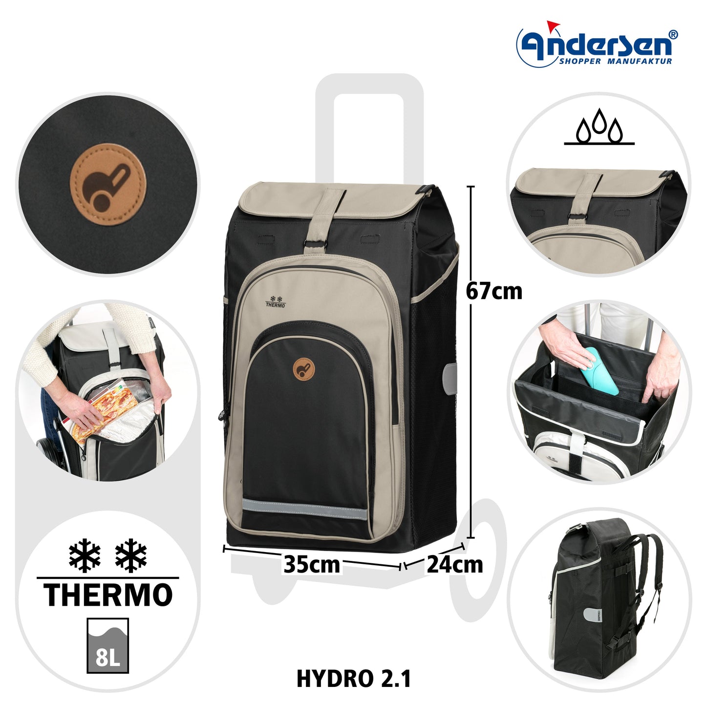 Andersen Shopper Manufaktur-Royal Shopper (Kugellagerrad 29 cm) Hydro 2.1 schwarz-www.shopping-trolley.ch-bild3