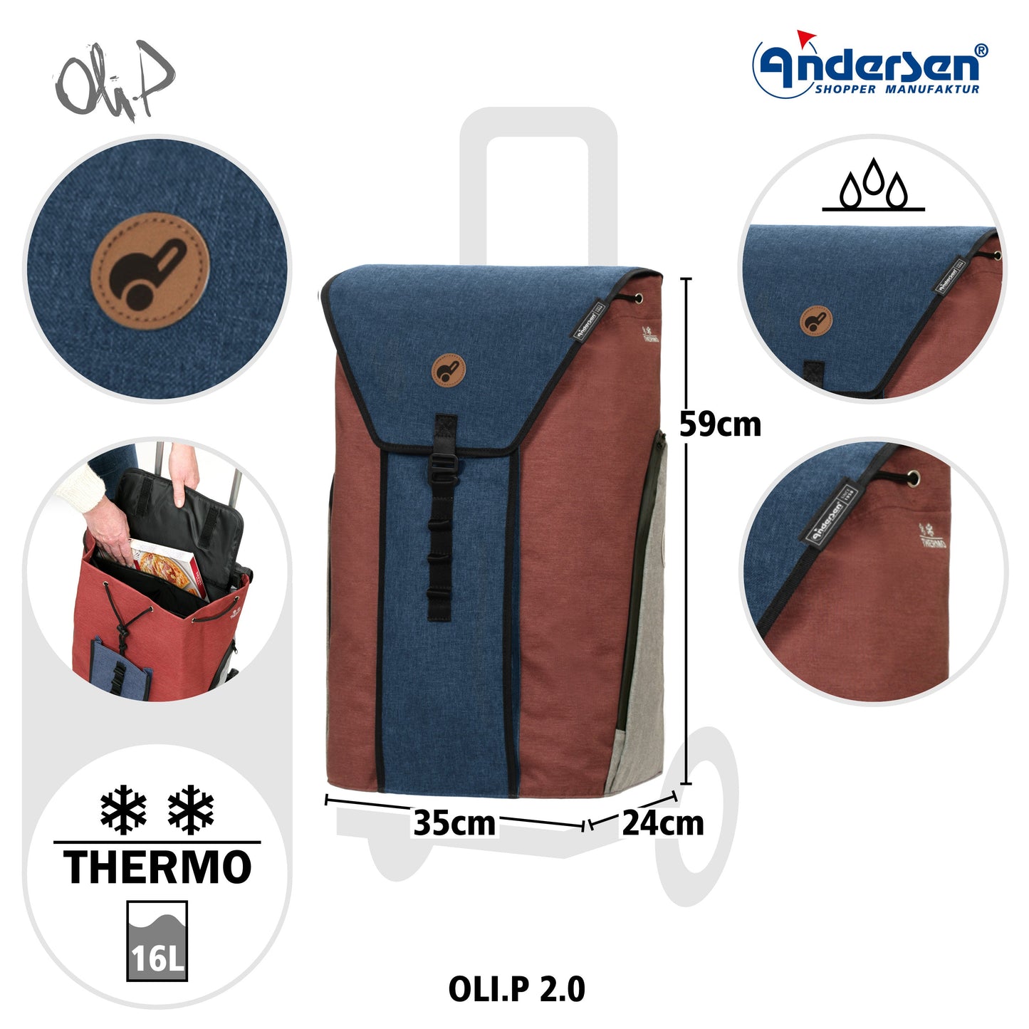 Andersen Shopper Manufaktur-Royal Shopper (Kugellagerrad 29 cm) Oli.P 2.0 blau-www.shopping-trolley.ch-bild3