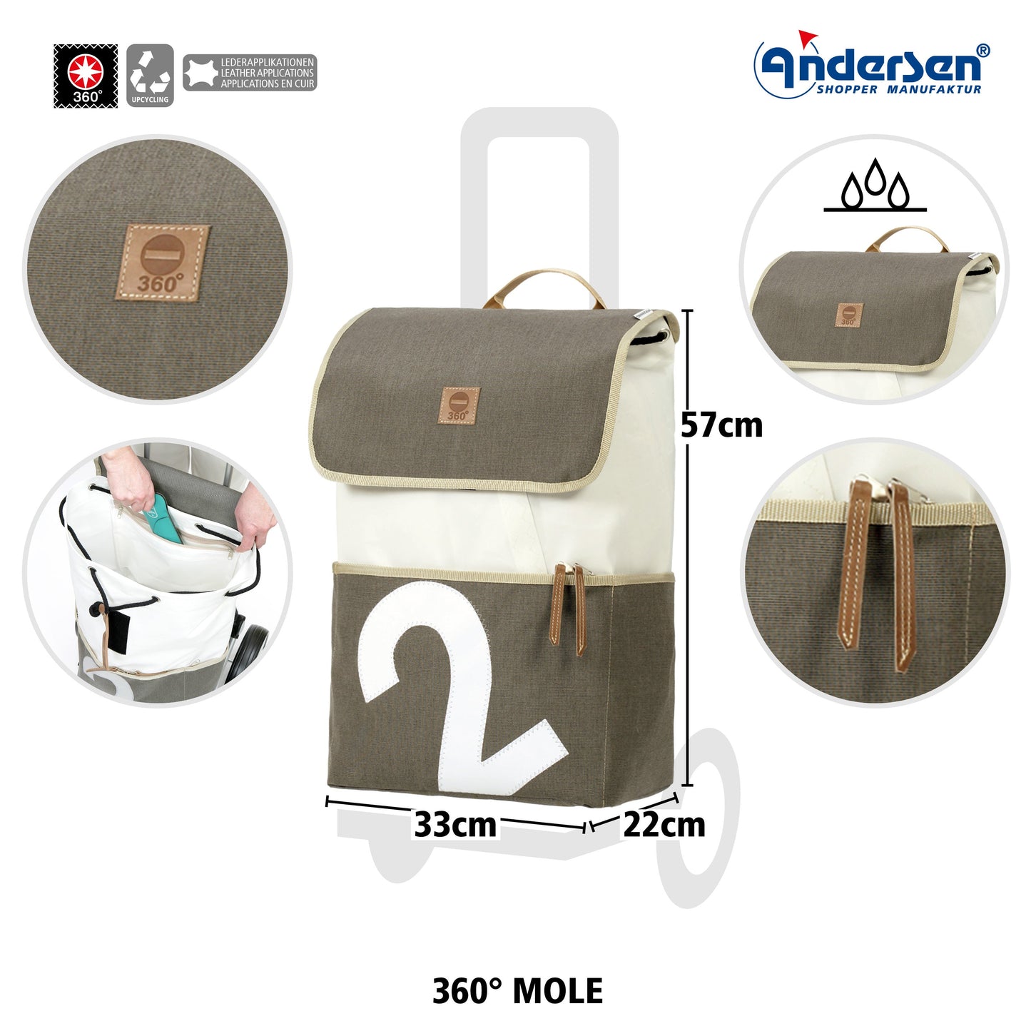 Andersen Shopper Manufaktur-Royal Shopper (Luft-Kugellagerrad 25 cm) 360° Mole 2-www.shopping-trolley.ch-bild3