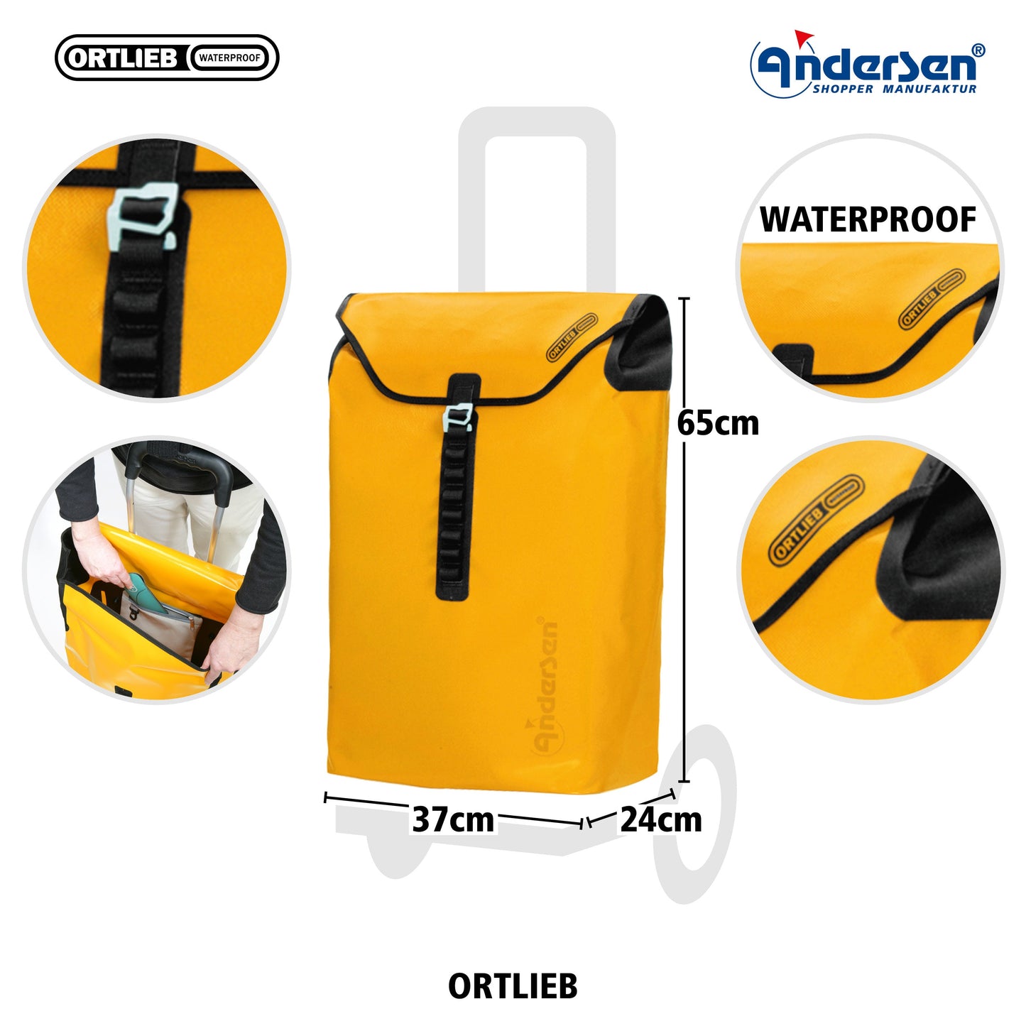 Andersen Shopper Manufaktur-Royal Shopper (Luft-Kugellagerrad 25 cm) Ortlieb gelb-www.shopping-trolley.ch-bild3