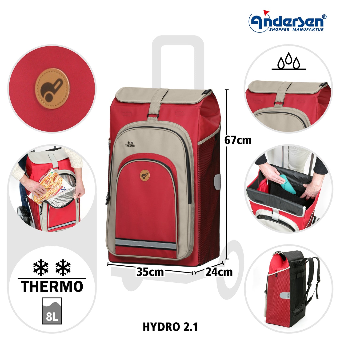 Andersen Shopper Manufaktur-Royal Shopper (Luft-Kugellagerrad 29 cm) Hydro 2.1 rot-www.shopping-trolley.ch-bild3