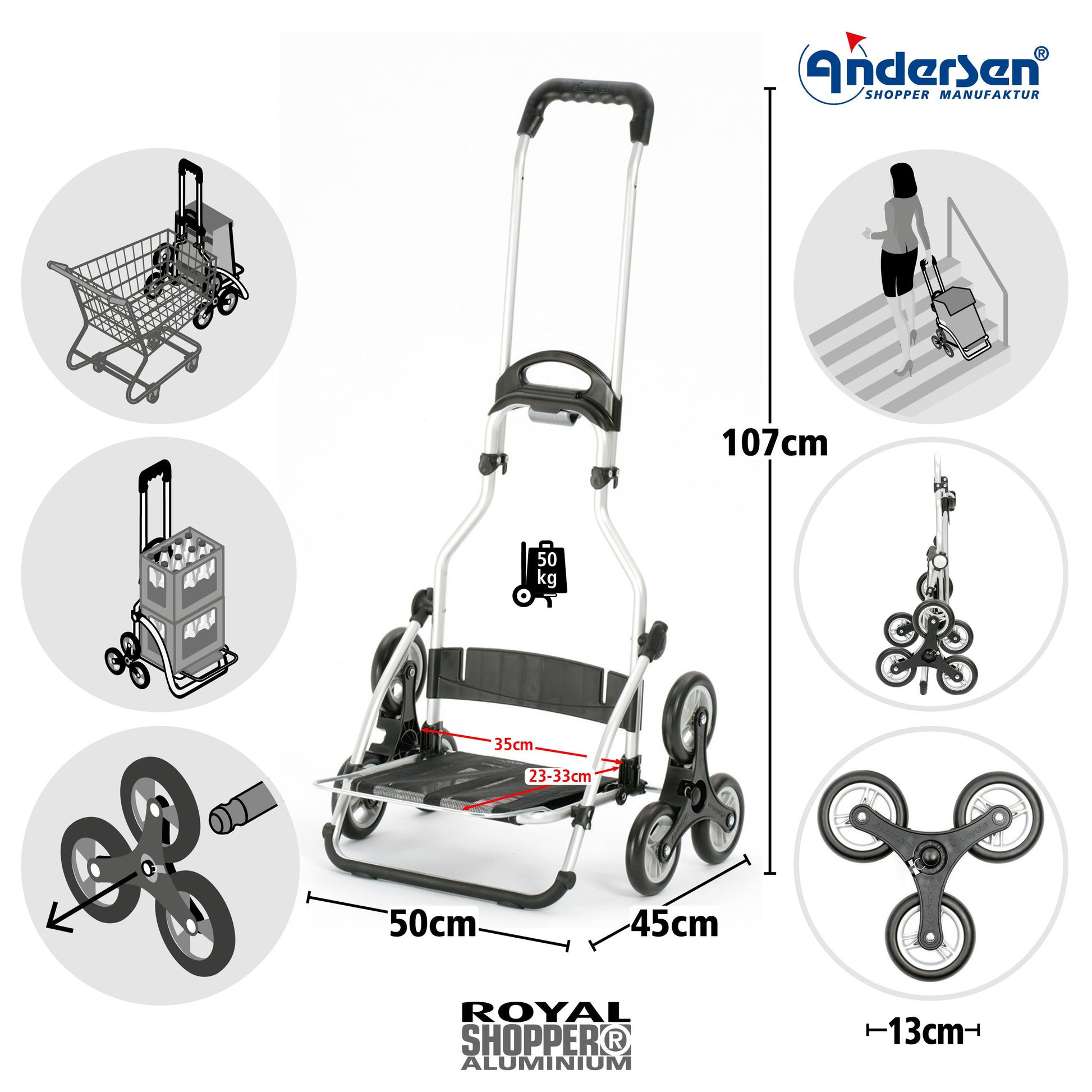 Andersen Shopper Manufaktur-Treppensteiger Royal Shopper Ipek Mo salbei-www.shopping-trolley.ch-bild2