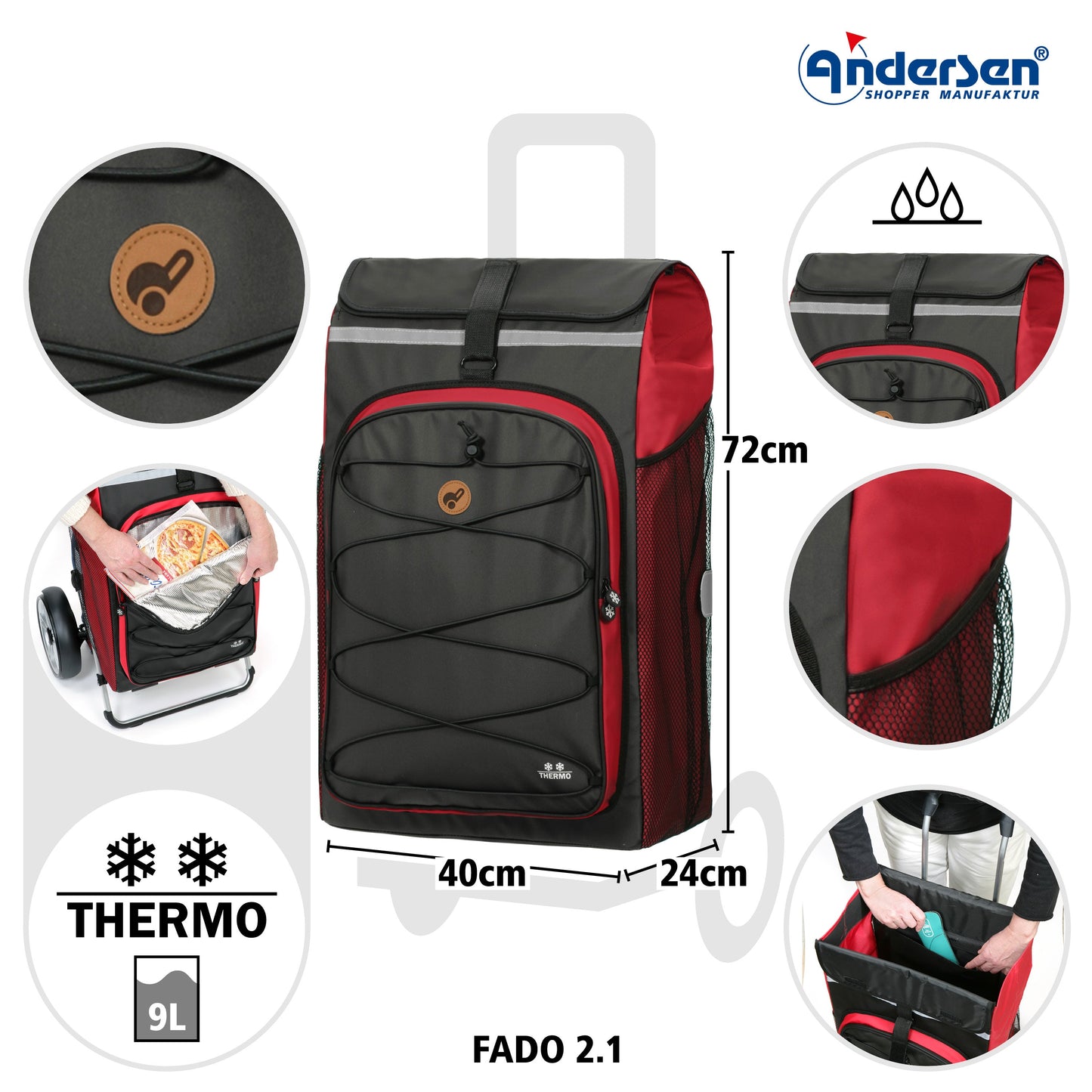 Andersen Shopper Manufaktur-Tura Shopper (Kugellagerrad 29 cm) Fado 2.1 rot-www.shopping-trolley.ch-bild4