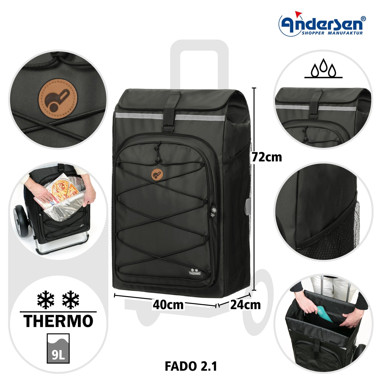 Andersen Shopper Manufaktur-Tura Shopper (Luft-Kugellagerrad 29 cm) Fado 2.1 schwarz-www.shopping-trolley.ch-bild4