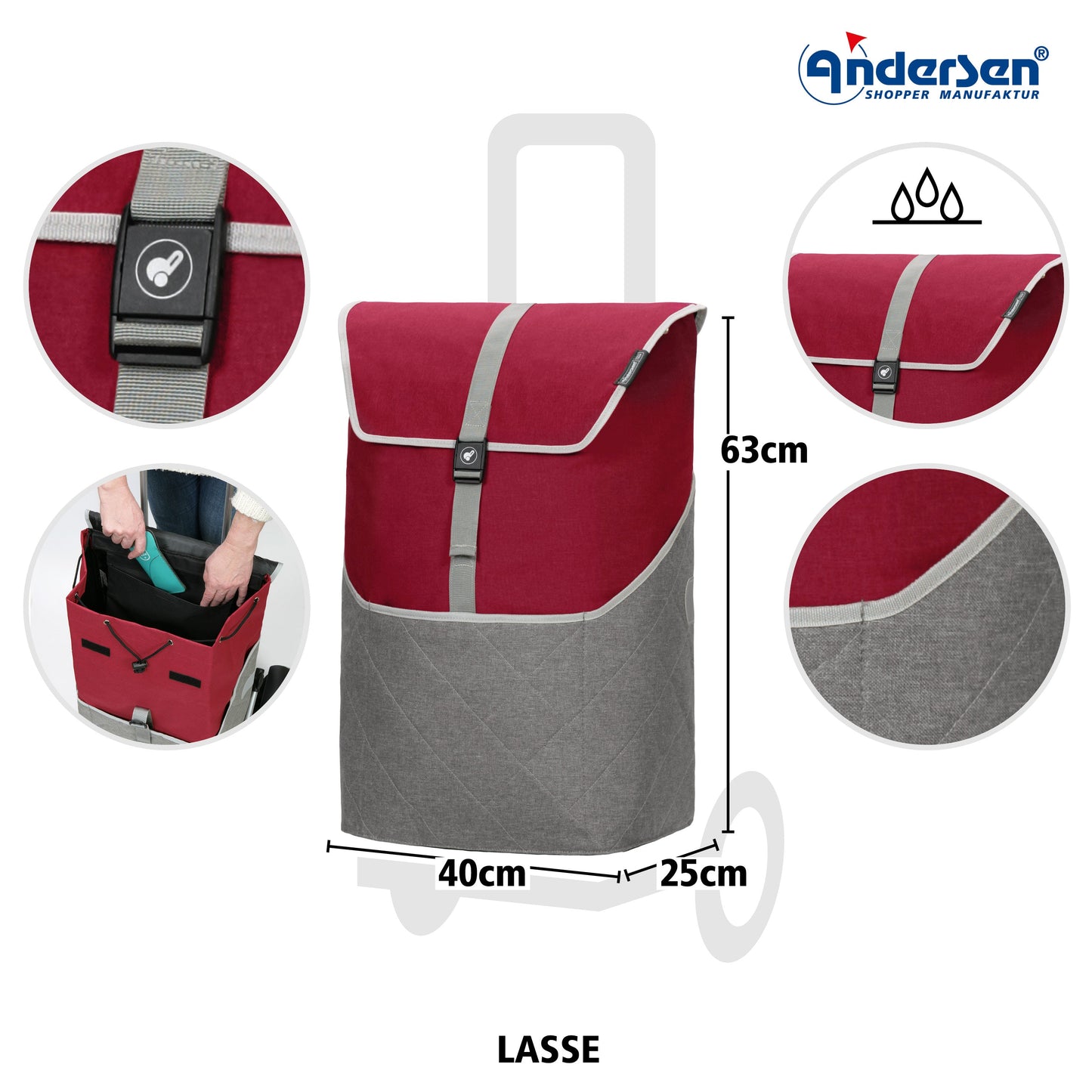 Andersen Shopper Manufaktur-Tura Shopper (Luft-Kugellagerrad 29 cm) Lasse rot-www.shopping-trolley.ch-bild4