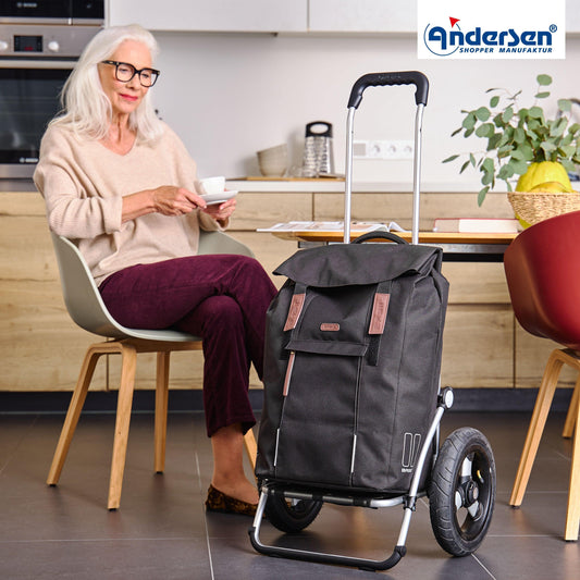 Andersen-Royal Shopper Basil City - Schwarz - Luft-Kugellagerrad 25 cm-shopping-trolley.ch