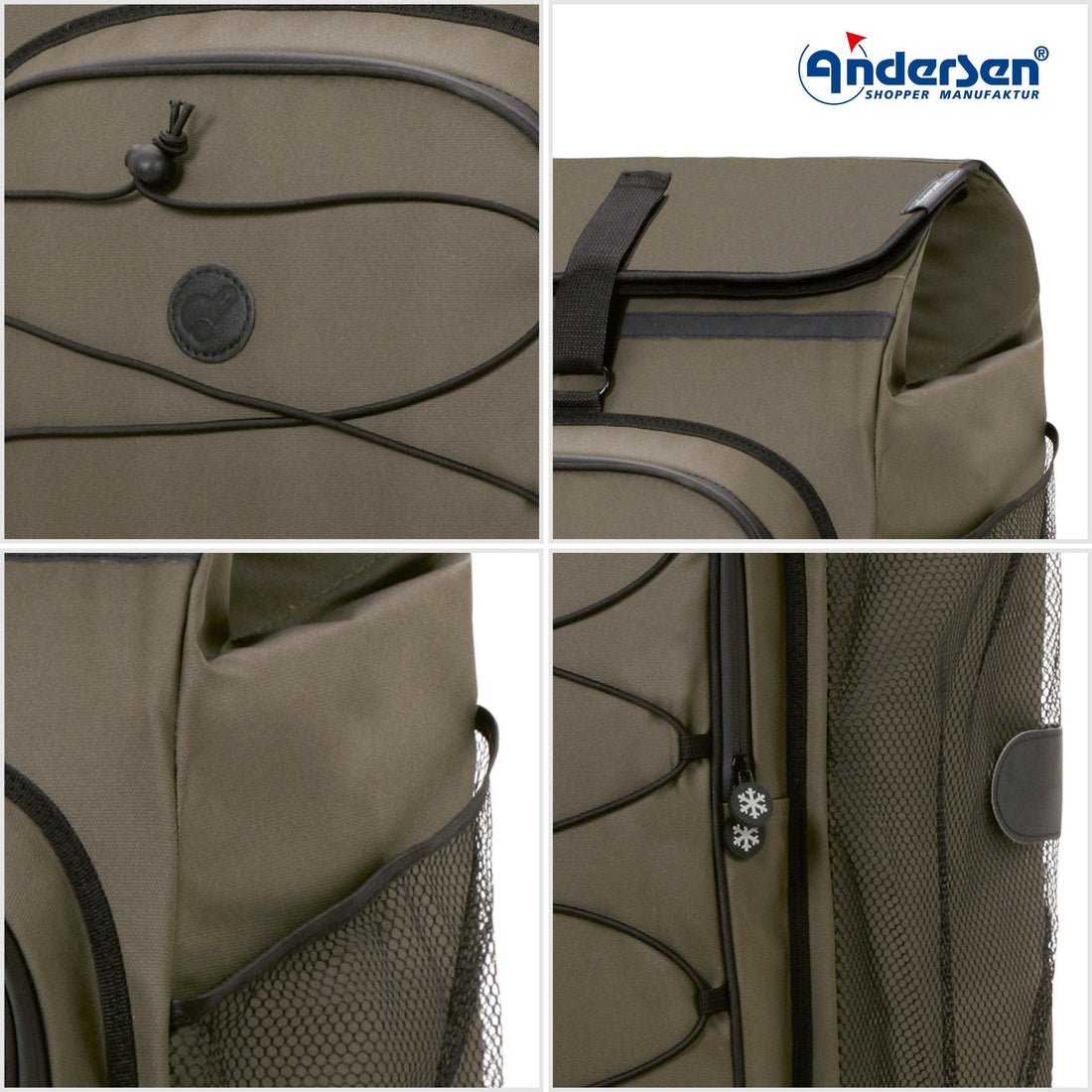 Andersen-Tura Shopper Fado 3.0 - Oliv - Kugellagerrad 29 cm-shopping-trolley.ch