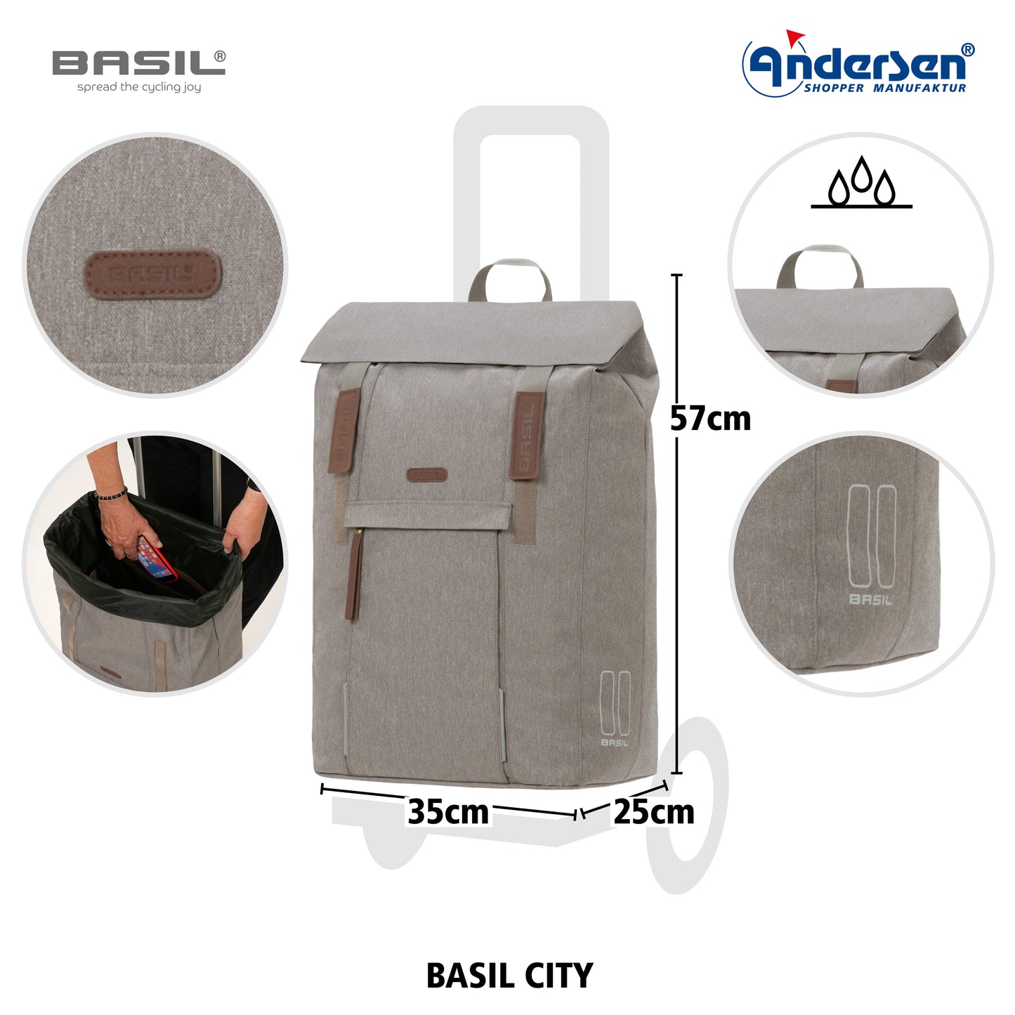 Andersen-Alu Star Shopper Basil City - Grau-shopping-trolley.ch