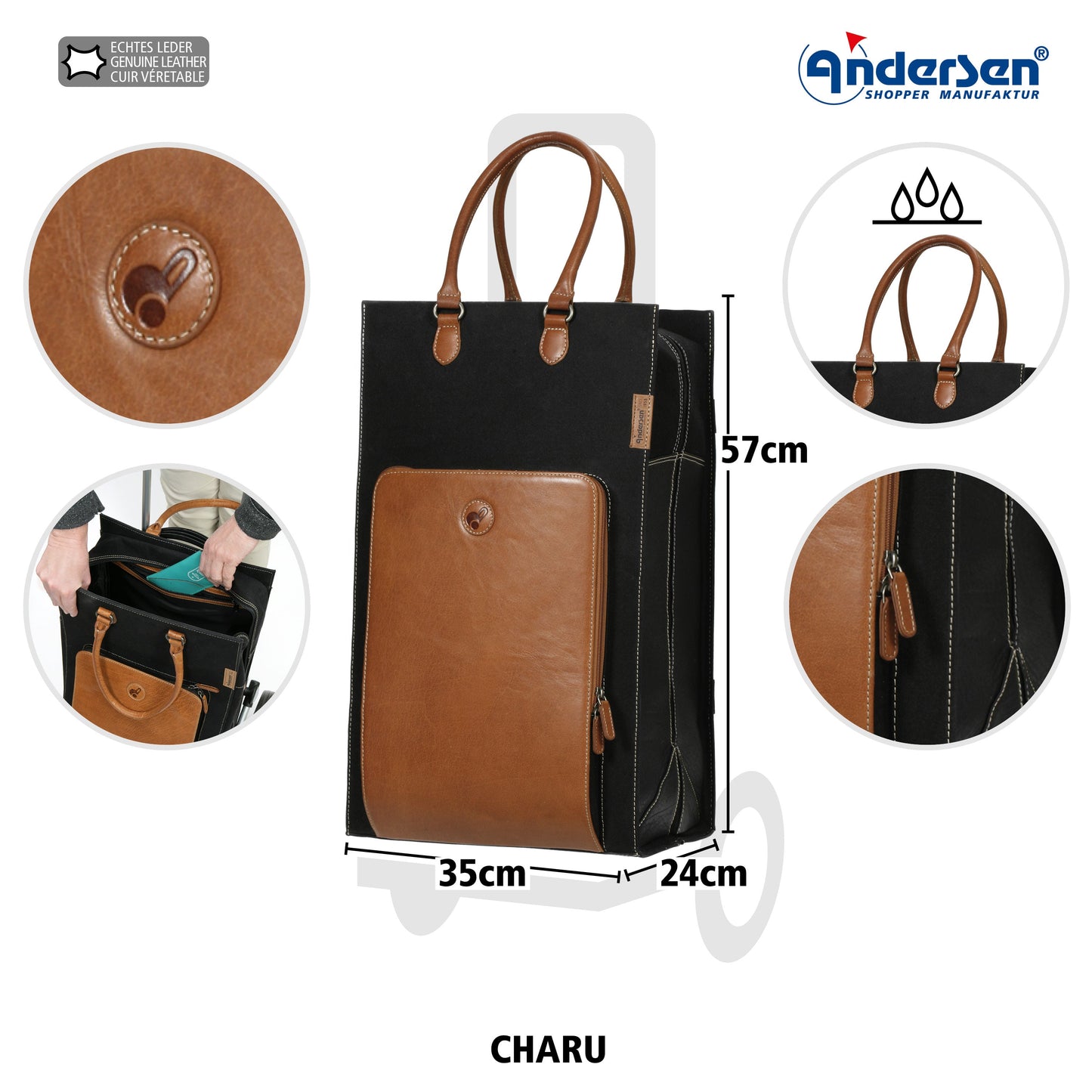 Andersen Shopper Manufaktur-Alu Star Shopper Charu braun-www.shopping-trolley.ch-bild3