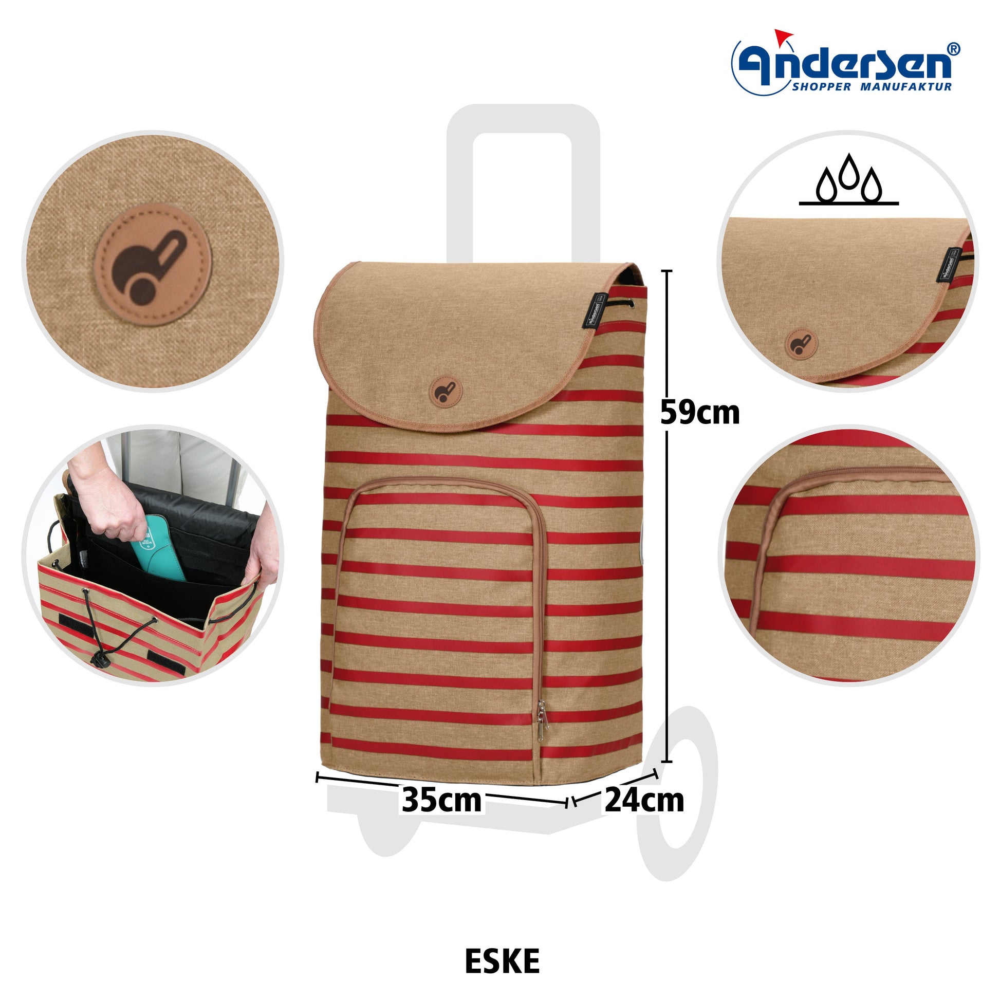 Andersen Shopper Manufaktur-Royal Shopper (Dreispeichenrad 25 cm) Eske rot-www.shopping-trolley.ch-bild3