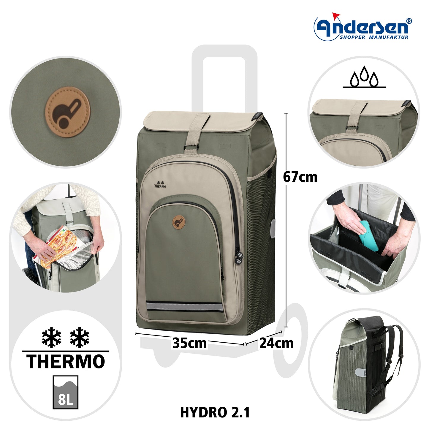 Andersen Shopper Manufaktur-Royal Shopper (Kugellagerrad 25 cm) Hydro 2.1 grau-www.shopping-trolley.ch-bild3