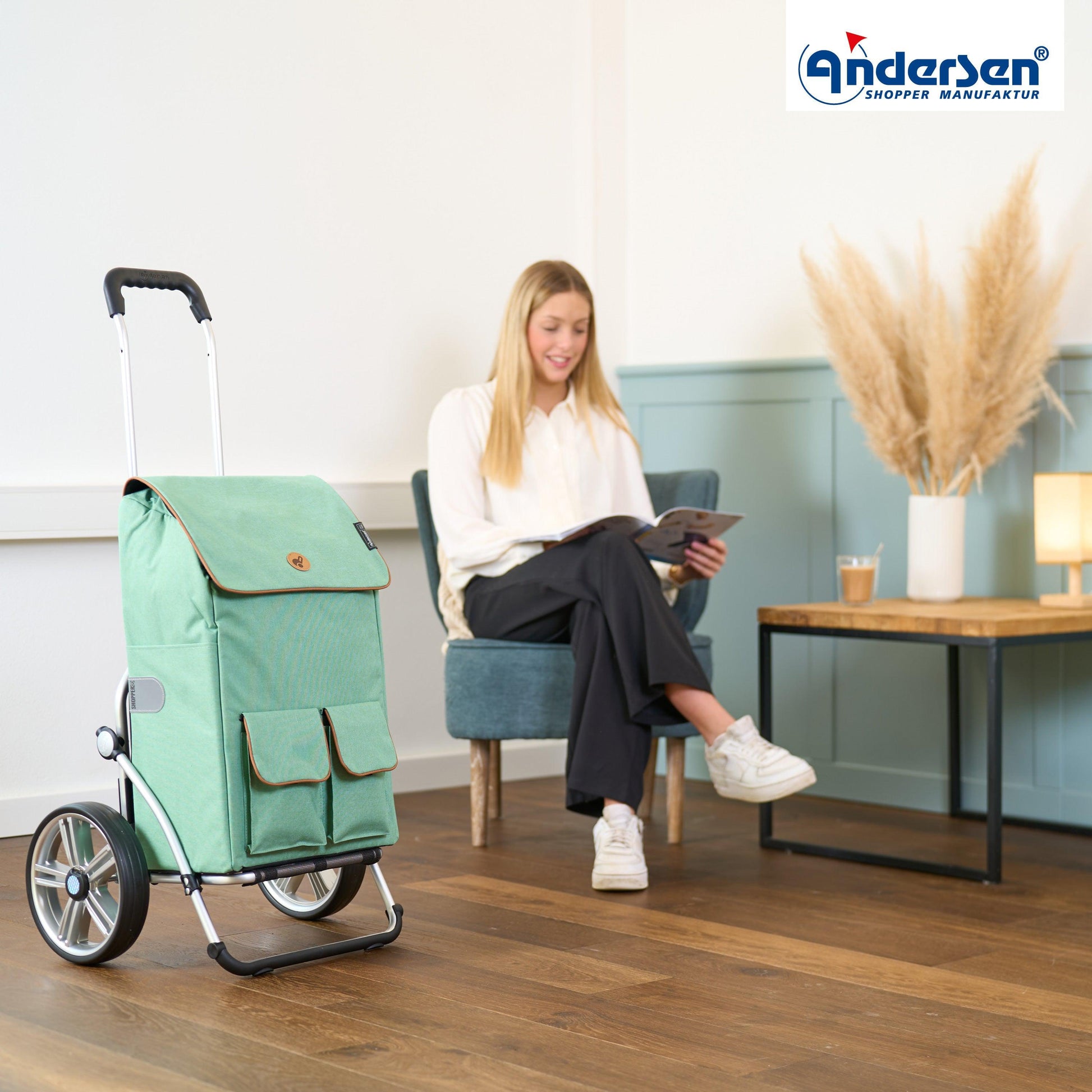 Andersen Shopper Manufaktur-Royal Shopper (Kugellagerrad 25 cm) Ipek Mo salbei-www.shopping-trolley.ch-bild6