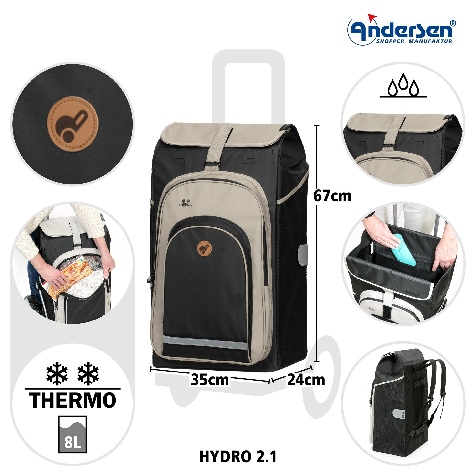 Andersen Shopper Manufaktur-Royal Shopper (Luft-Kugellagerrad 29 cm) Hydro 2.1 schwarz-www.shopping-trolley.ch-bild3