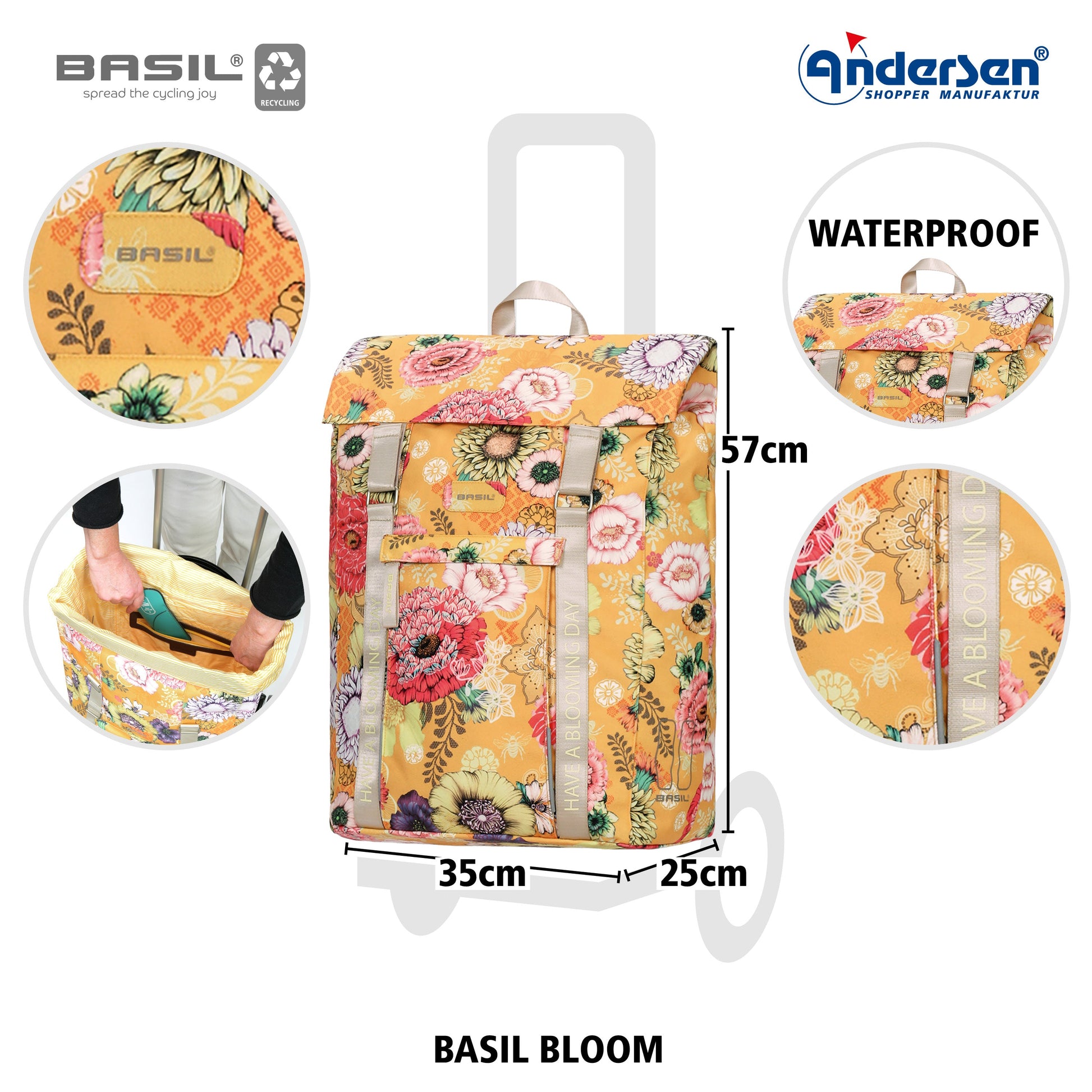 Andersen Shopper Manufaktur-Unus Shopper Fun Basil Bloom gelb-www.shopping-trolley.ch-bild4