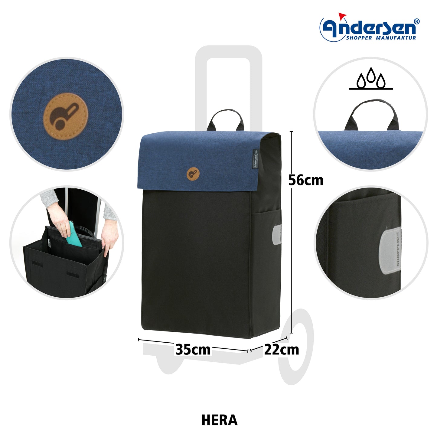 Andersen-Komfort Shopper Hera - Blau-shopping-trolley.ch
