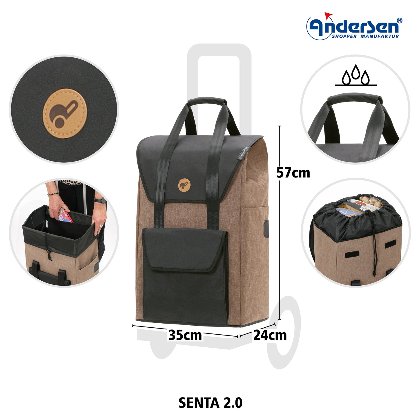 Andersen-Komfort Shopper Senta 2.0 - Sand-shopping-trolley.ch