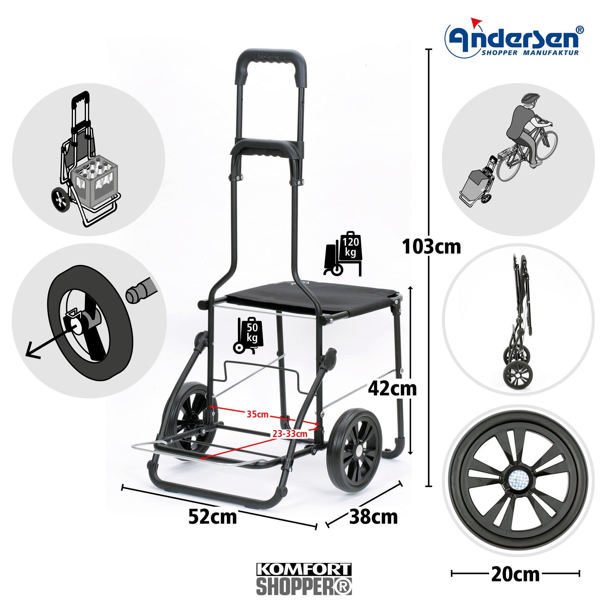 Andersen-Komfort Shopper Senta 2.0 - schwarz-shopping-trolley.ch