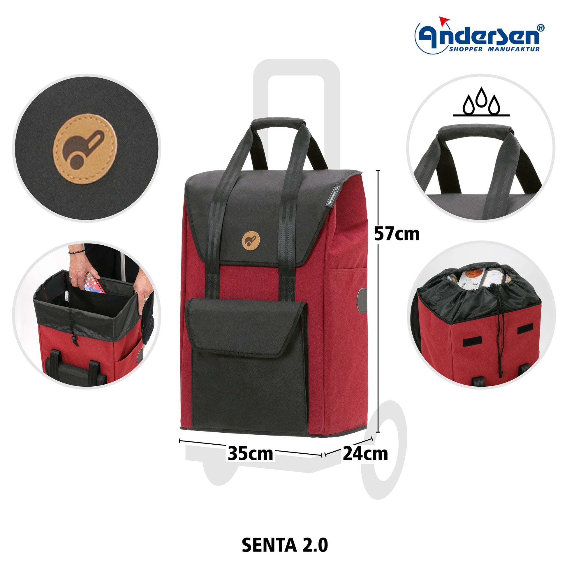 Andersen-Quattro Shopper Senta 2.0 - Rot-shopping-trolley.ch