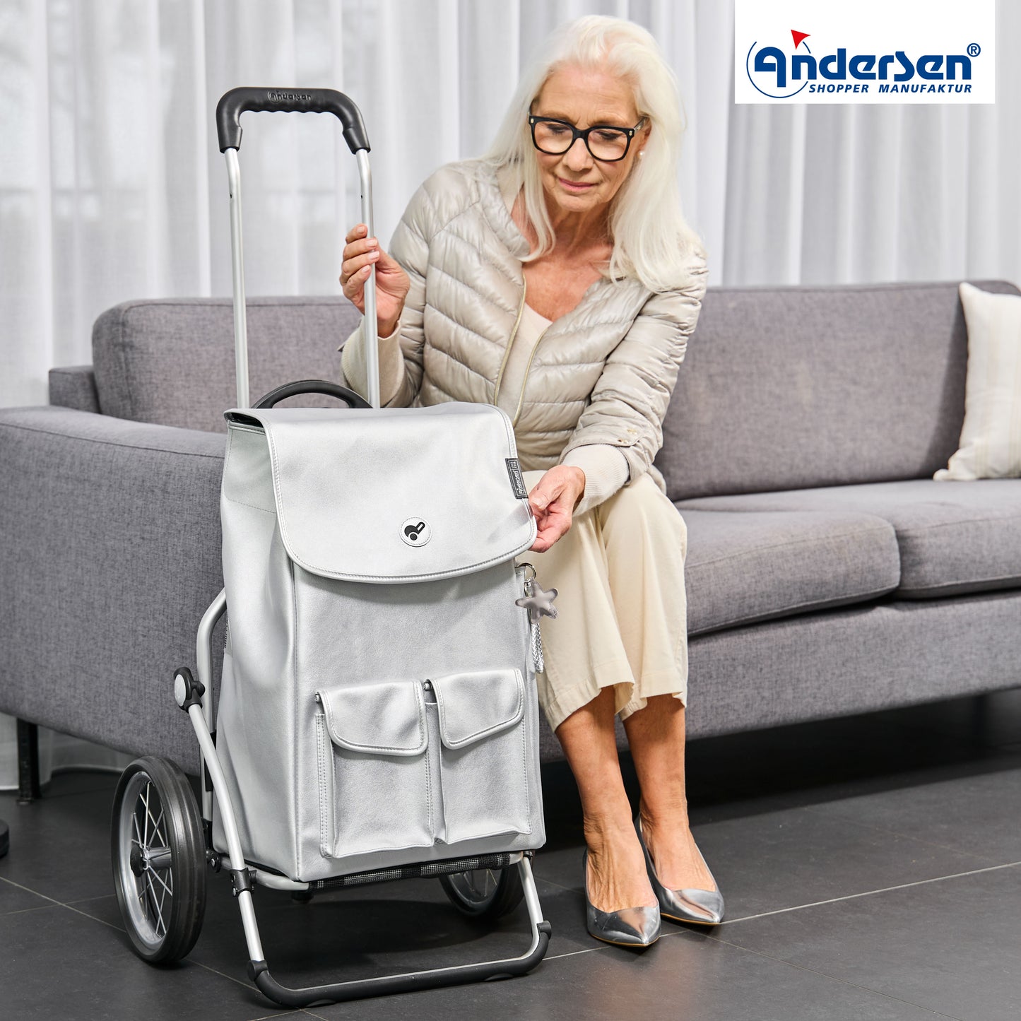 Andersen-Royal Shopper Abbo - Silber - Metallspeichenrad 25 cm-shopping-trolley.ch