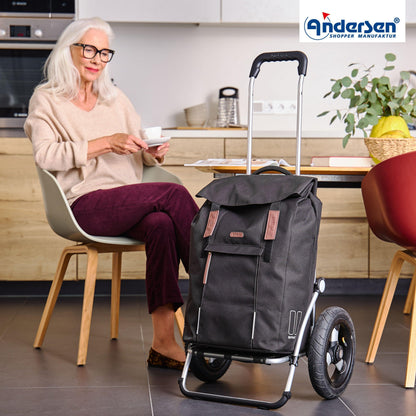 Andersen-Royal Shopper Basil City - Schwarz - Luft-Kugellagerrad 25 cm-shopping-trolley.ch