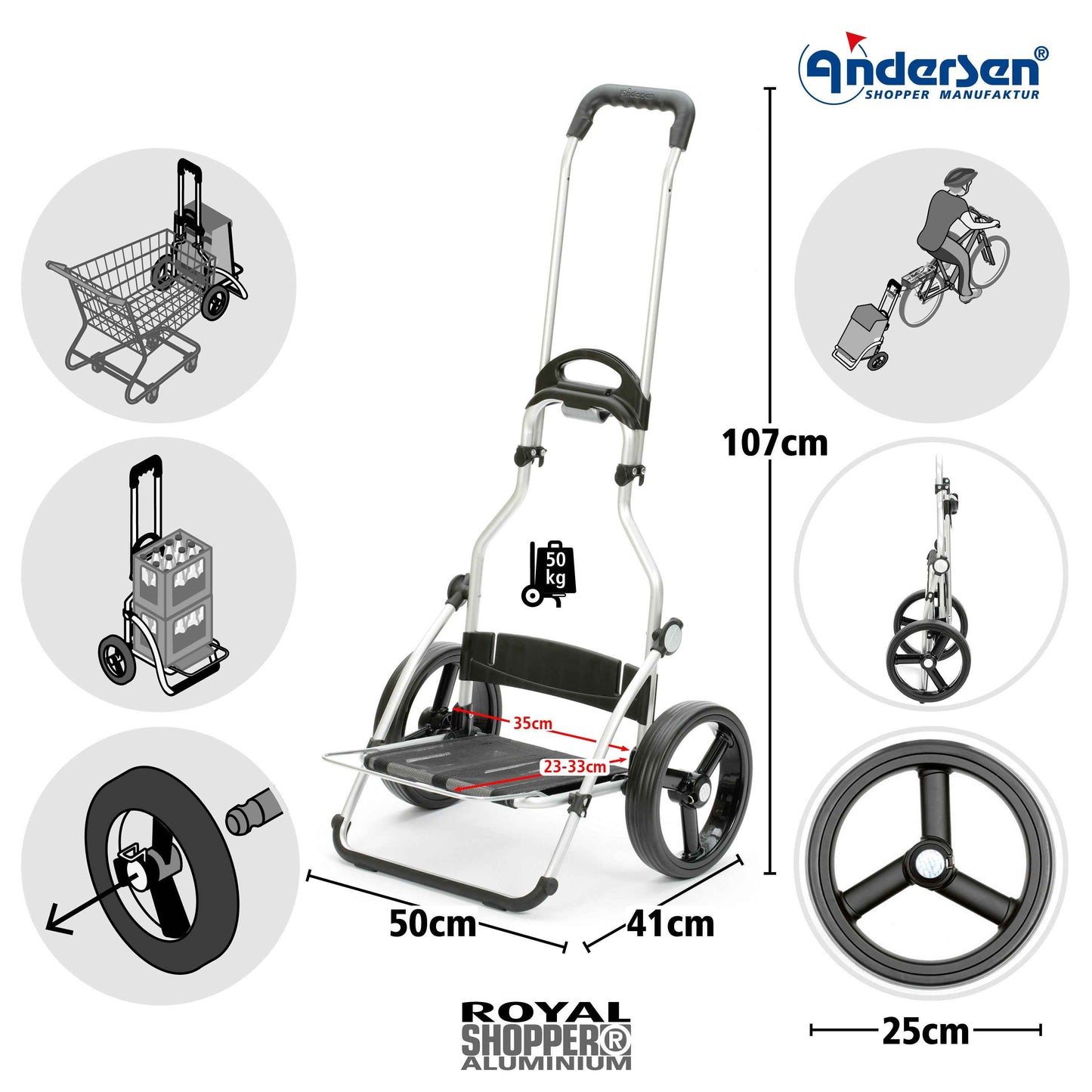 Royal Shopper (Dreispeichenrad 25 cm) Senta 2.0 - grau
