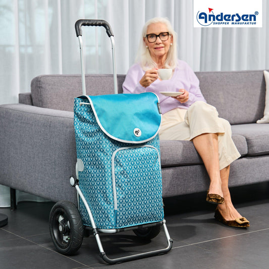 Andersen-Royal Shopper Famke - Petrol - Luft-Kugellagerrad 25 cm-shopping-trolley.ch