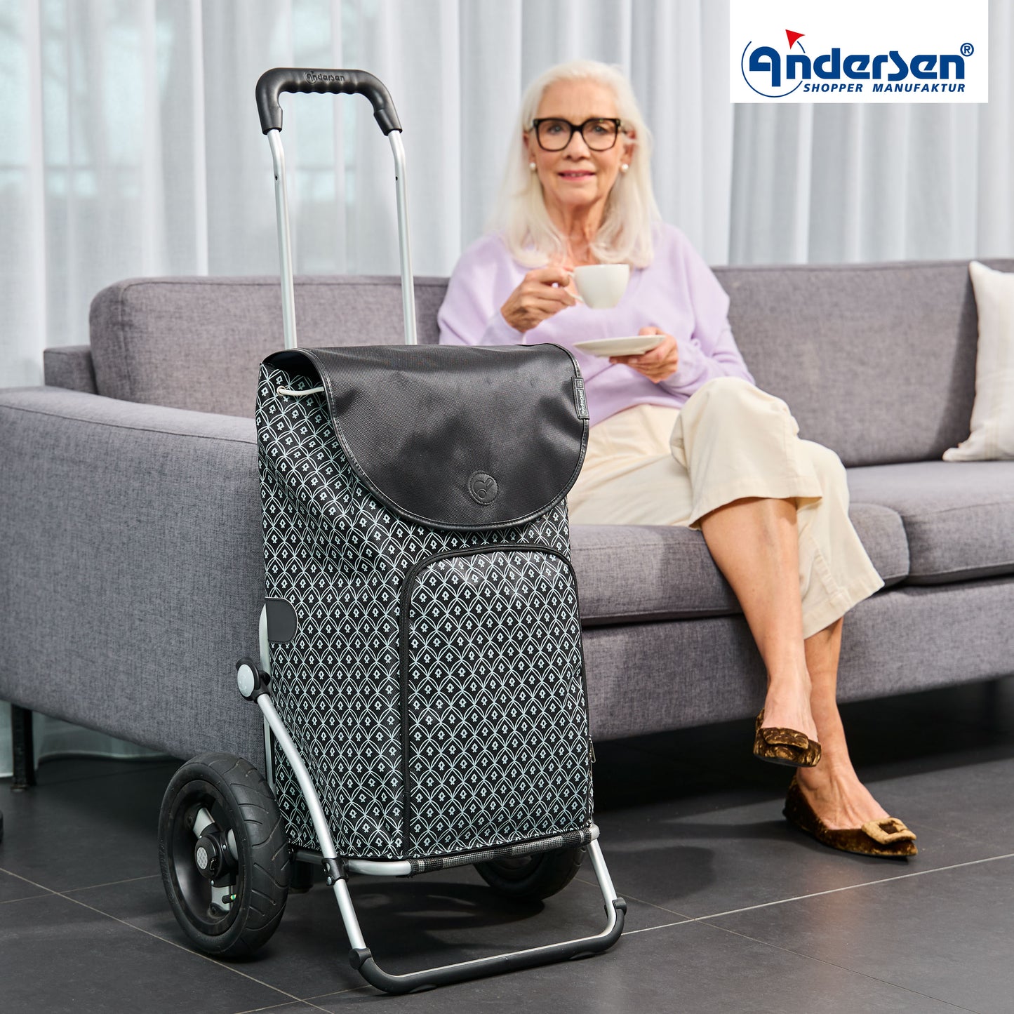 Andersen-Royal Shopper Famke - Schwarz - Luft-Kugellagerrad 25 cm-shopping-trolley.ch