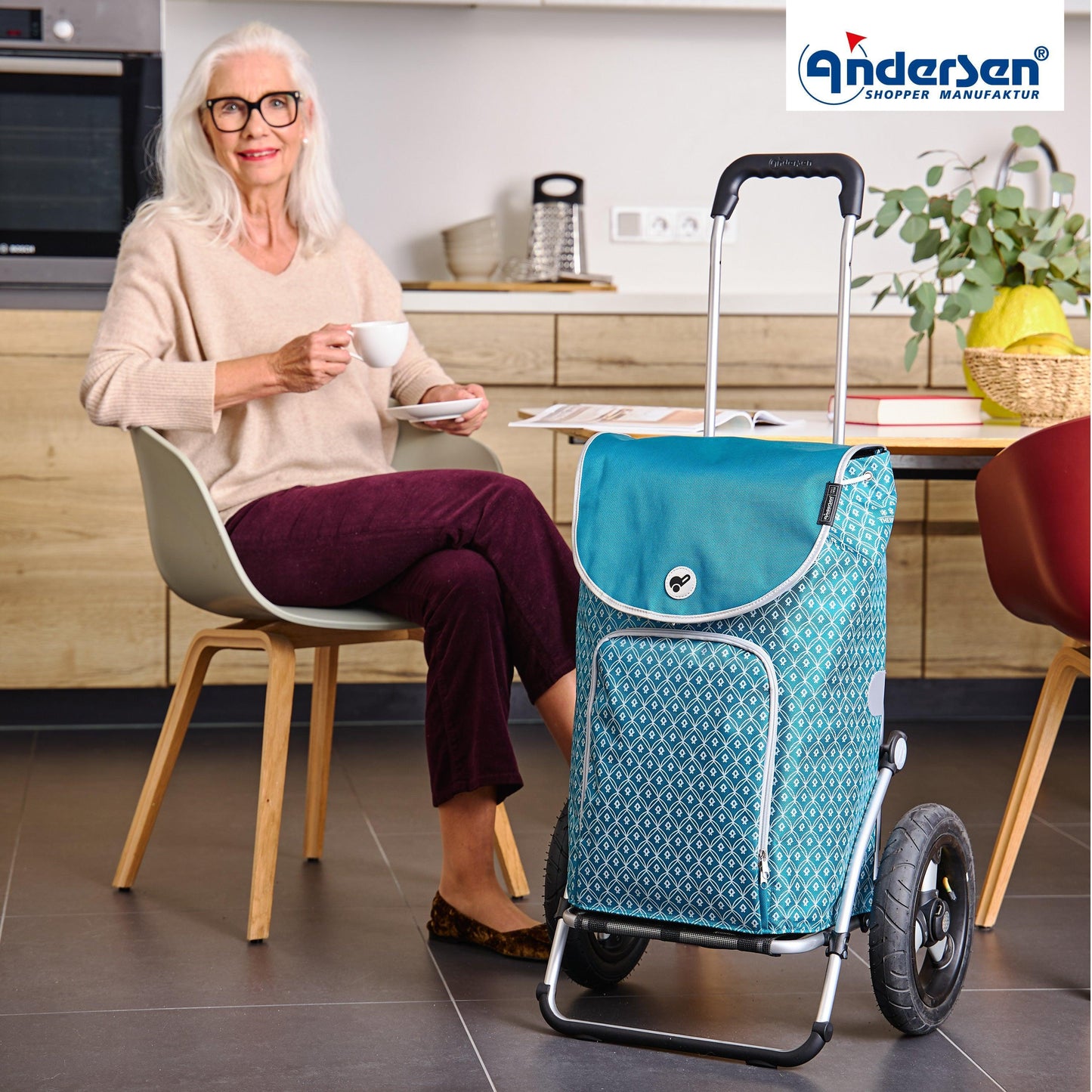 Andersen-Royal Shopper Famke - Petrol - Luft-Kugellagerrad 29 cm-shopping-trolley.ch