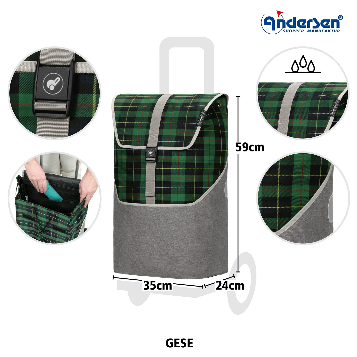 Andersen-Royal Shopper (Metallspeichenrad 25 cm) Gese - grün-shopping-trolley.ch