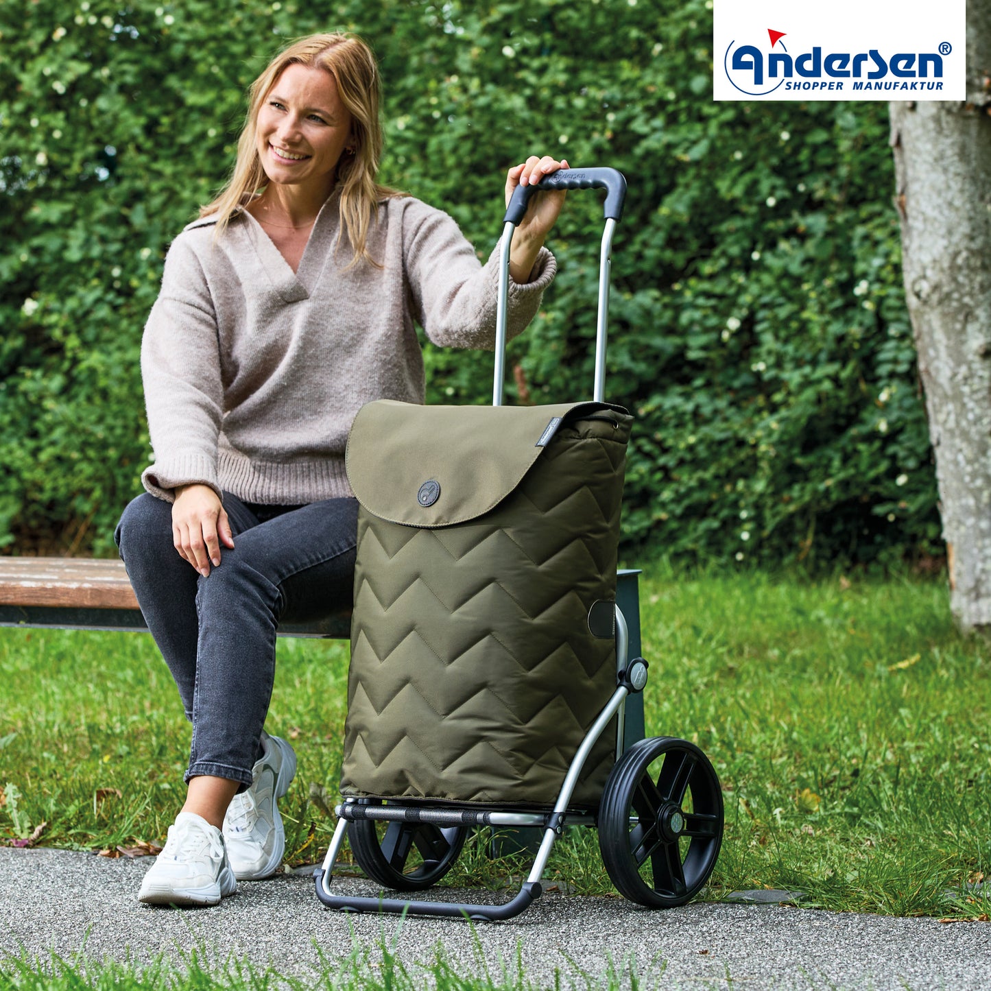 Andersen-Royal Shopper Hilma - Oliv - Leichtlaufrad 25 cm-shopping-trolley.ch