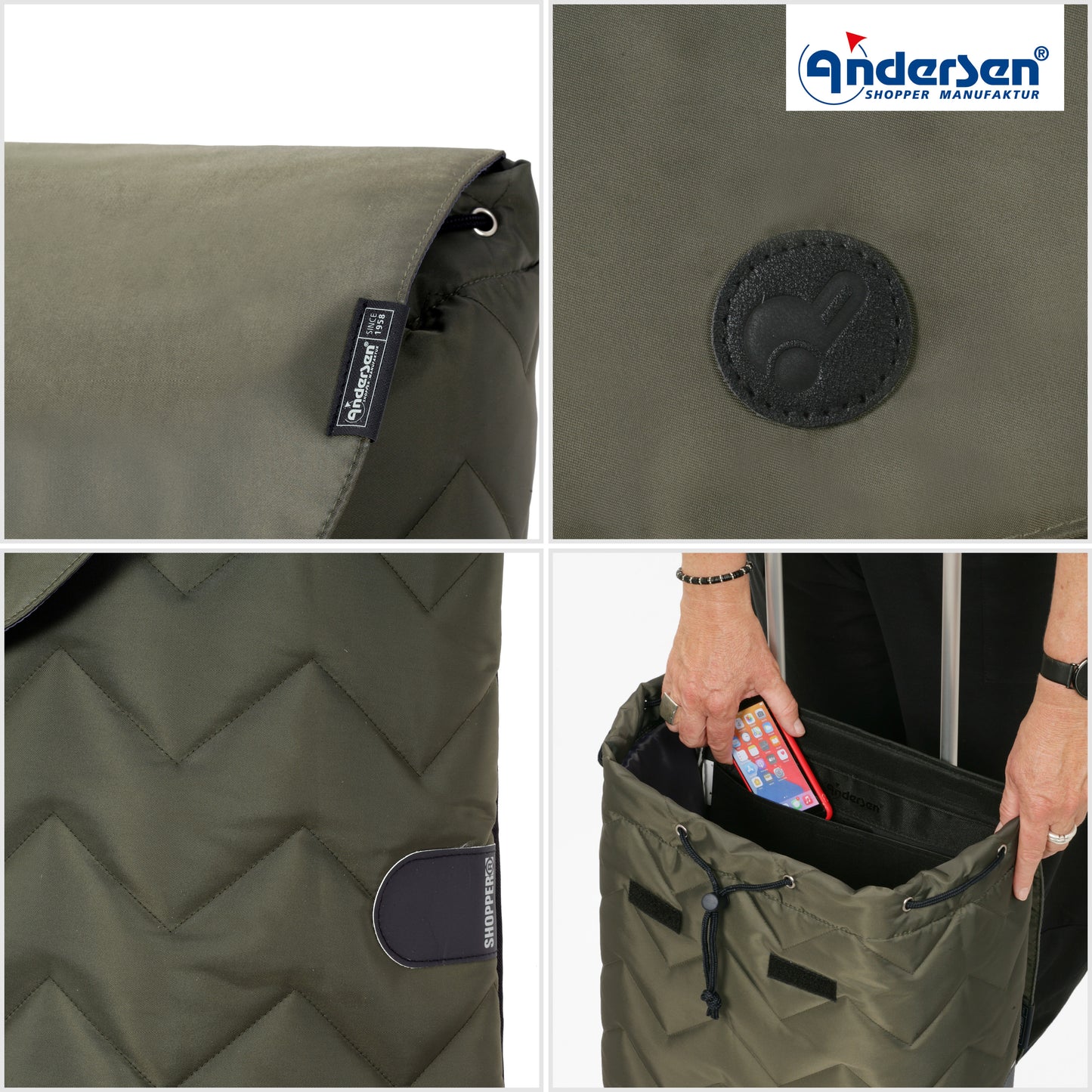 Andersen-Royal Shopper Hilma - Oliv - Leichtlaufrad 25 cm-shopping-trolley.ch