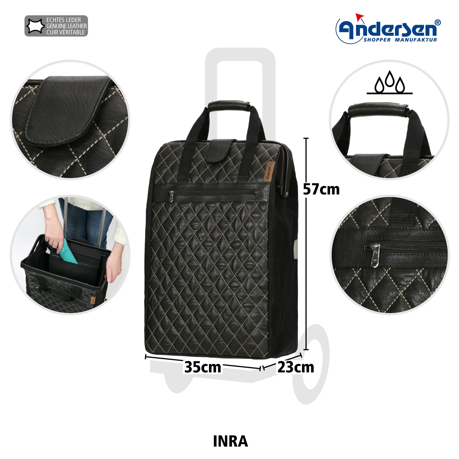 Andersen-Royal Shopper (Metallspeichenrad 25 cm) Inra - schwarz-shopping-trolley.ch