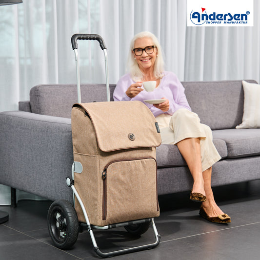 Andersen-Royal Shopper Ipek Maxi - Sand - Luft-Kugellagerrad 25 cm-shopping-trolley.ch