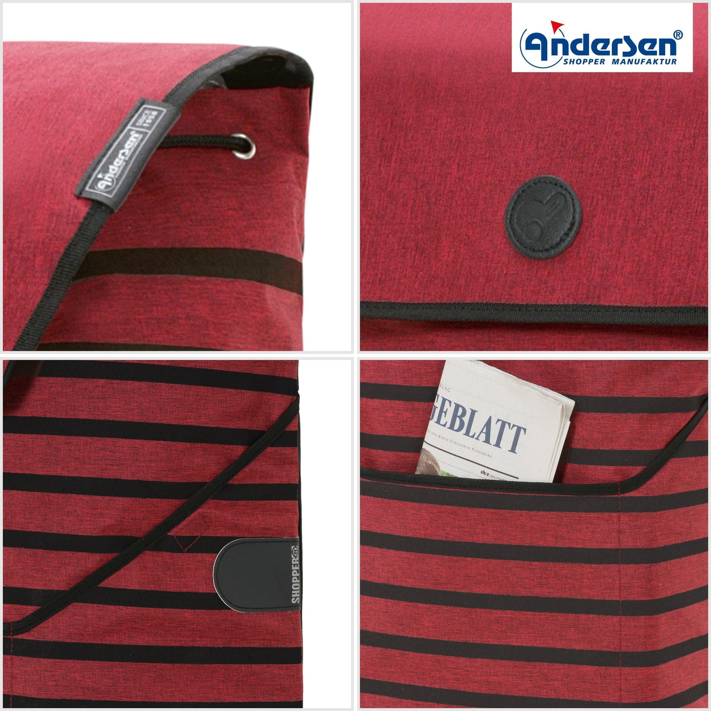 Andersen-Royal Shopper Jelke - Bordeaux - Kugellagerrad 25 cm-shopping-trolley.ch