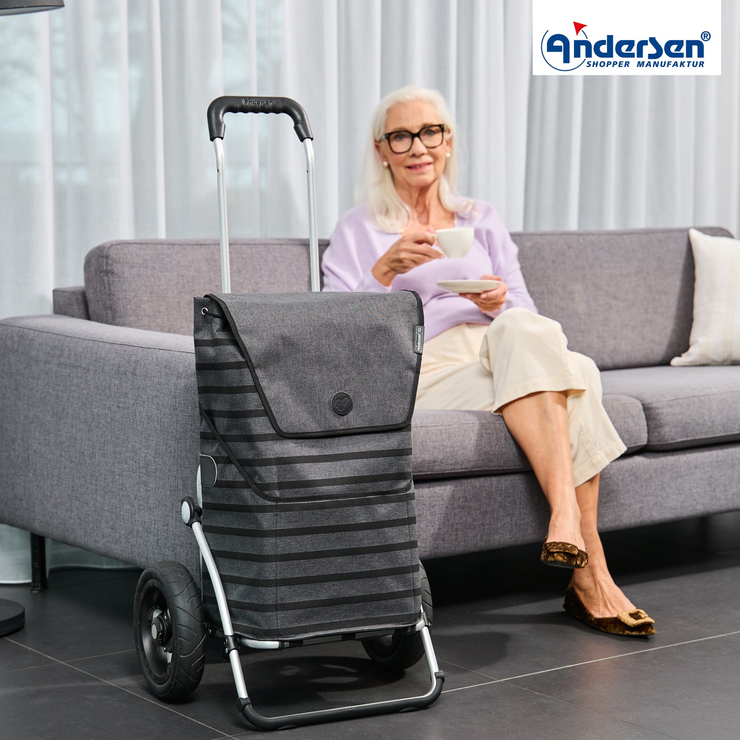 Andersen-Royal Shopper Jelke - Anthrazit - Luft-Kugellagerrad 25 cm-shopping-trolley.ch