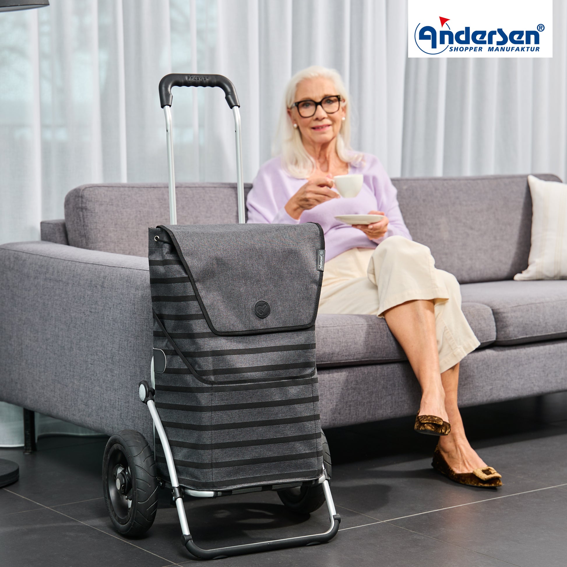 Andersen-Royal Shopper Jelke - Anthrazit - Luft-Kugellagerrad 25 cm-shopping-trolley.ch