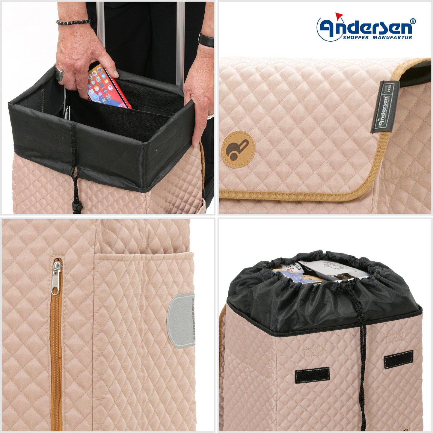 Andersen-Royal Shopper Lissa - Sand - Kugellagerrad 29 cm-shopping-trolley.ch