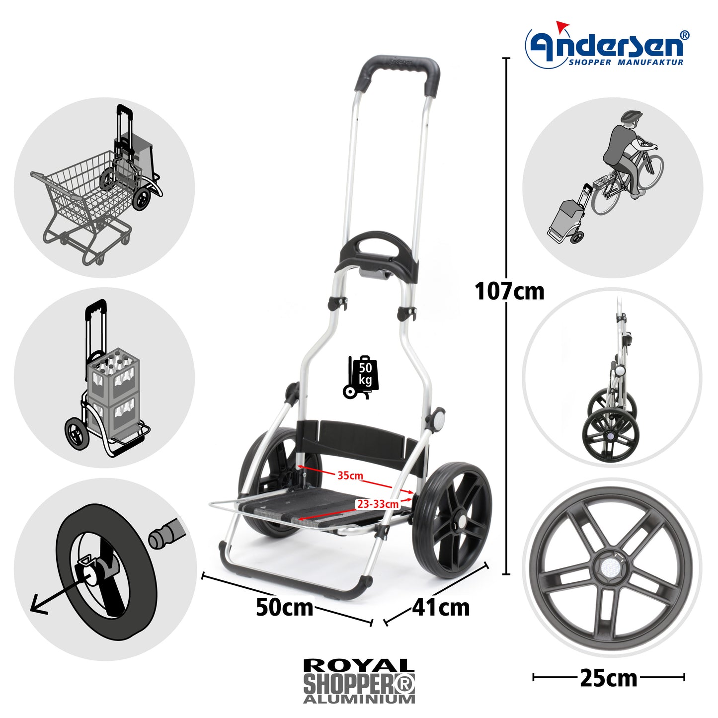 Andersen-Royal Shopper Lissa - Sand - Leichtlaufrad 25 cm-shopping-trolley.ch