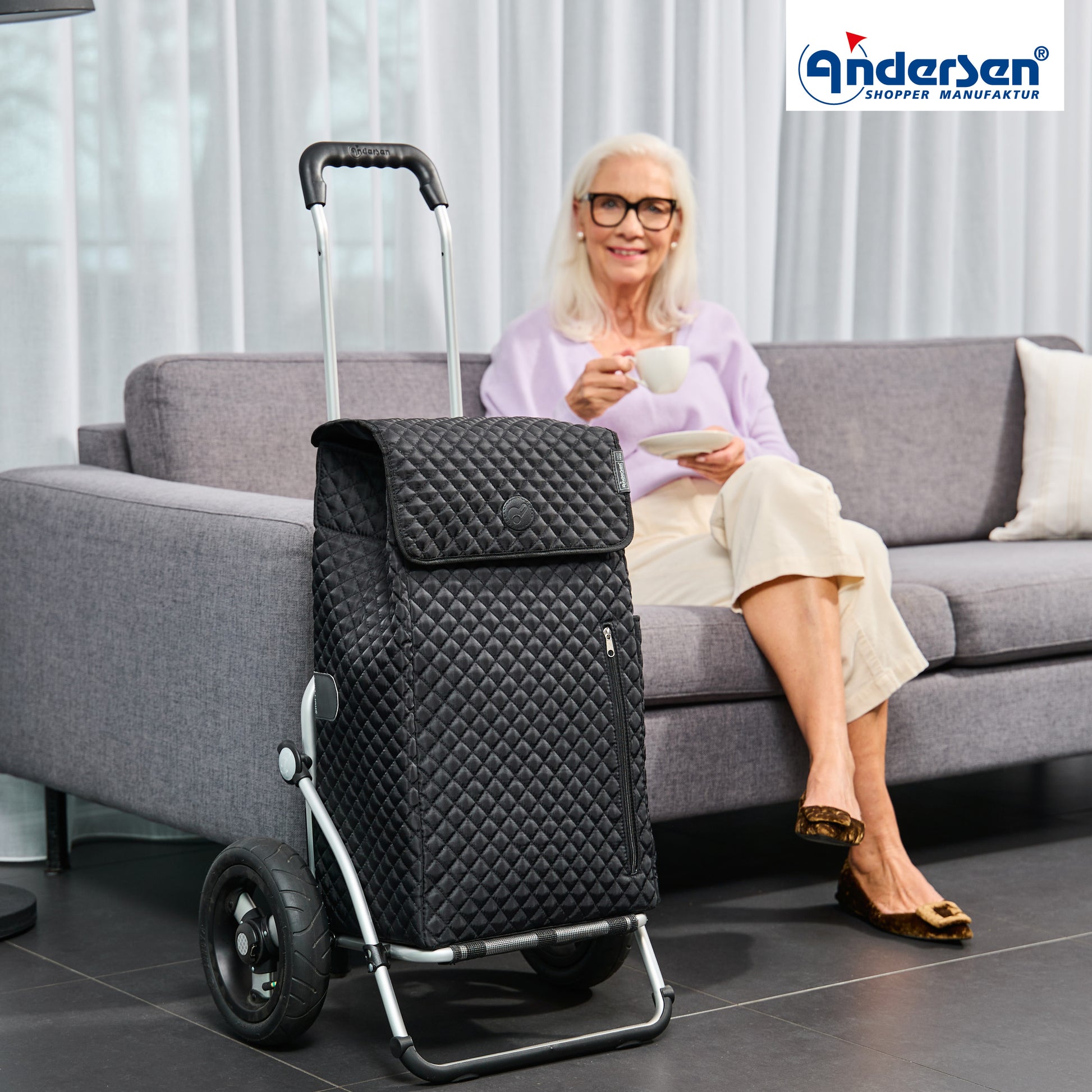 Andersen-Royal Shopper Lissa - Schwarz - Luft-Kugellagerrad 25 cm-shopping-trolley.ch