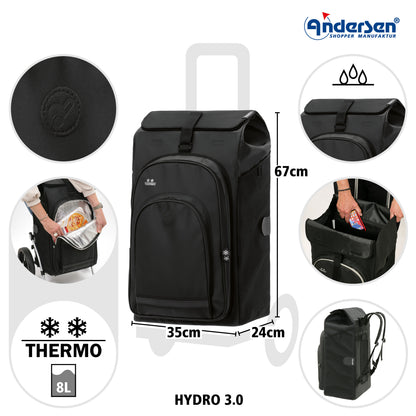 Andersen-Royal Shopper Plus Hydro 3.0 - Schwarz - Kugellagerrad 25 cm-shopping-trolley.ch