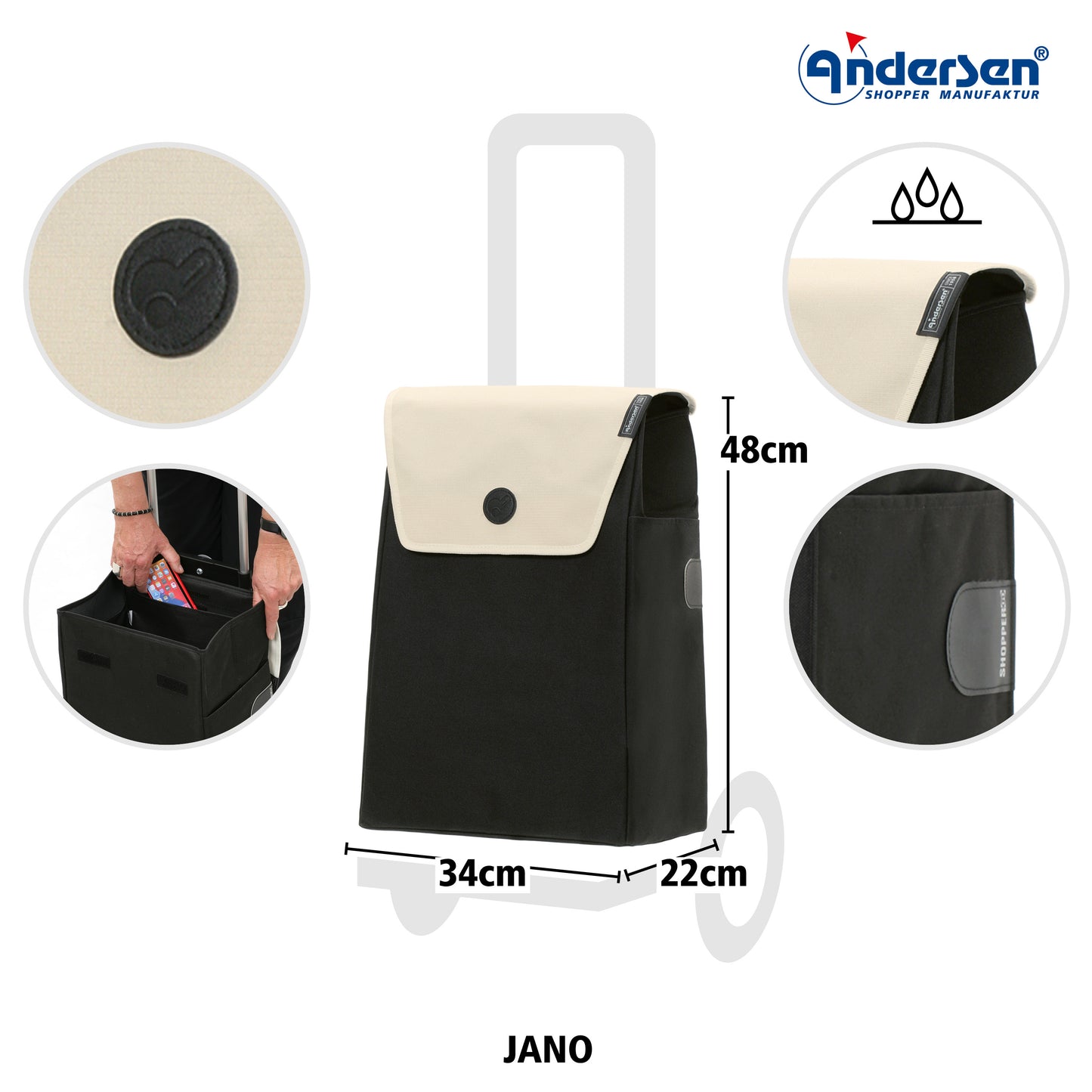 Andersen-Scala Shopper Jano - Creme-shopping-trolley.ch