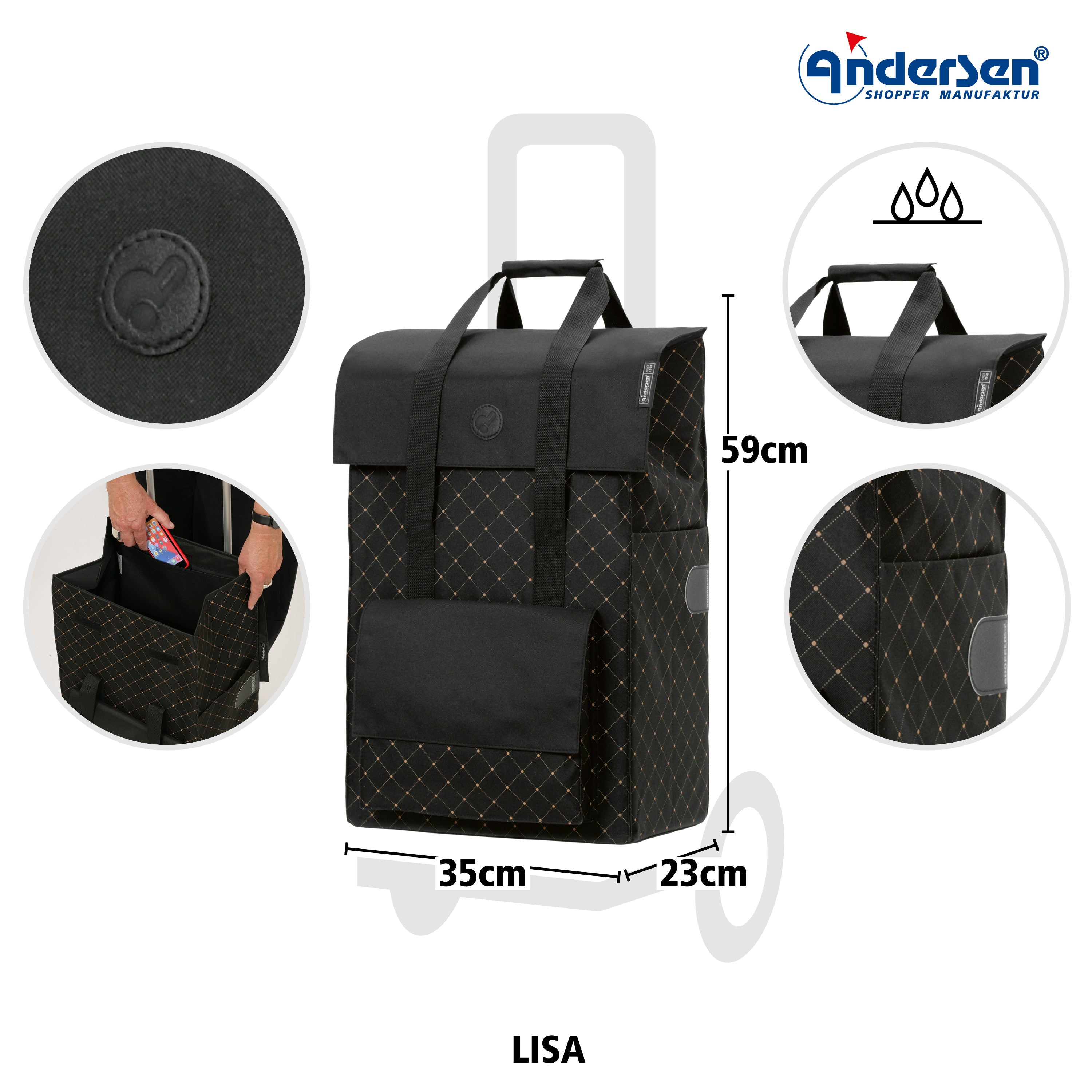 Andersen-Tasche Lisa - Schwarz-shopping-trolley.ch