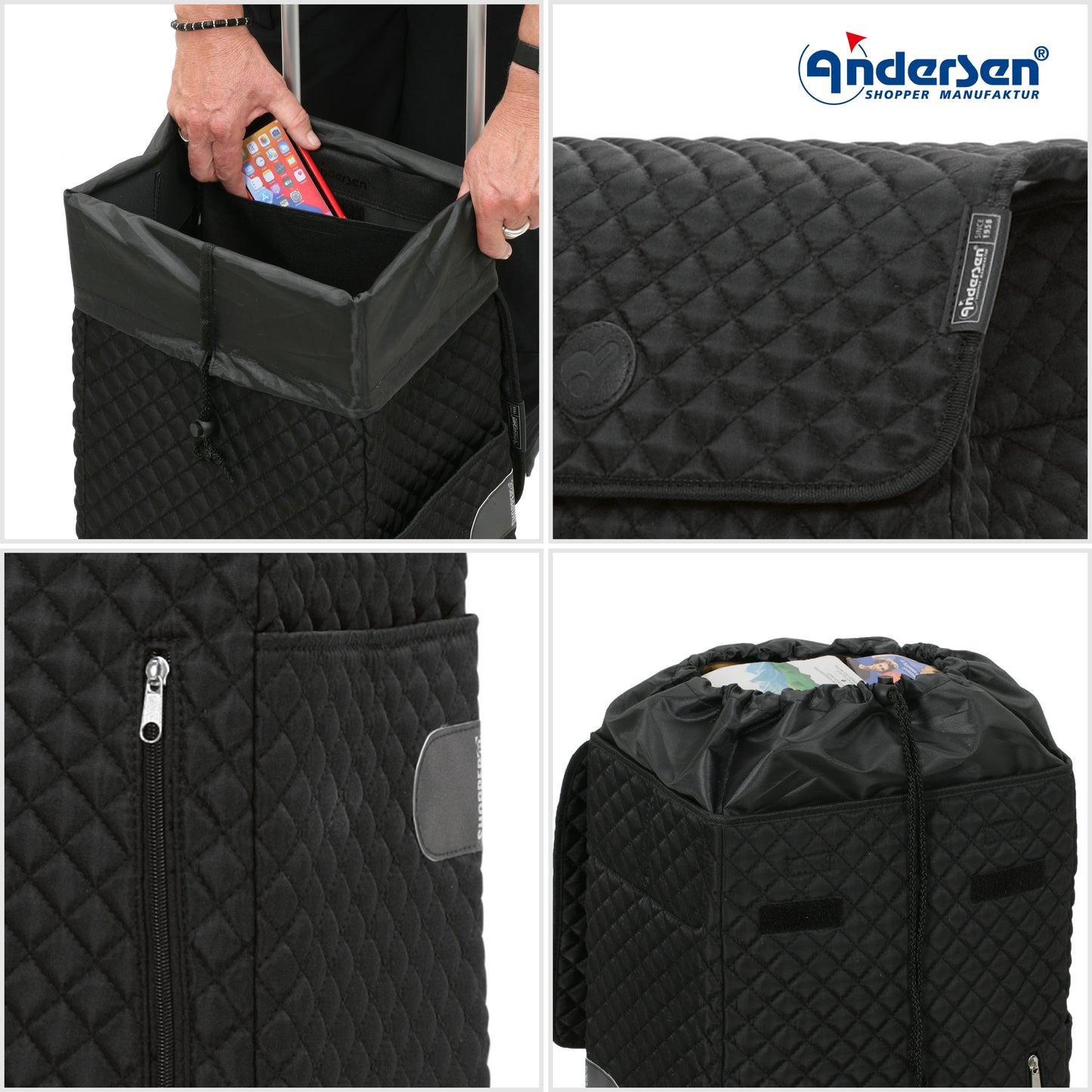 Andersen-Tasche Lissa - Schwarz-shopping-trolley.ch