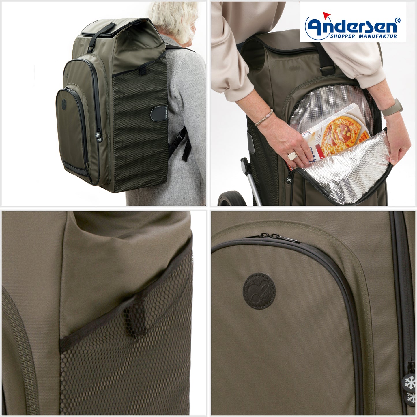 Andersen-Tura Shopper Hydro 3.0 - Oliv - Luft-Kugellagerrad 29 cm-shopping-trolley.ch